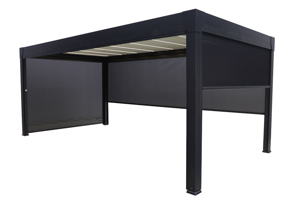 Pergola bioclimatique Pianela Bi-zone noir sable 6×4×2,5 m motorisée LED