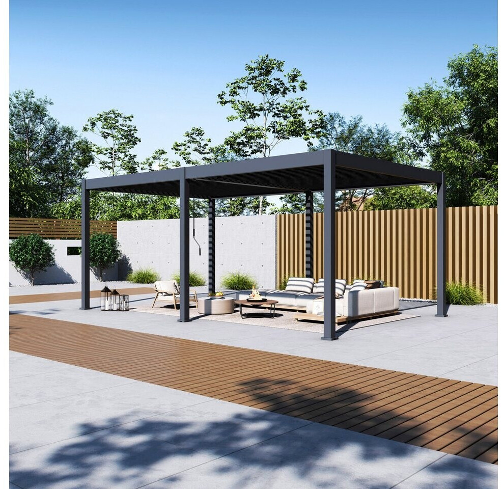Pergola aluminium Grand Tuscan toiture à lames 4×6 m noir