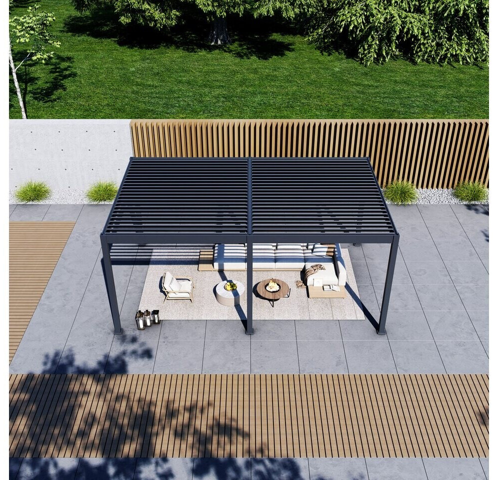 Pergola aluminium Grand Tuscan toiture à lames 4×6 m noir