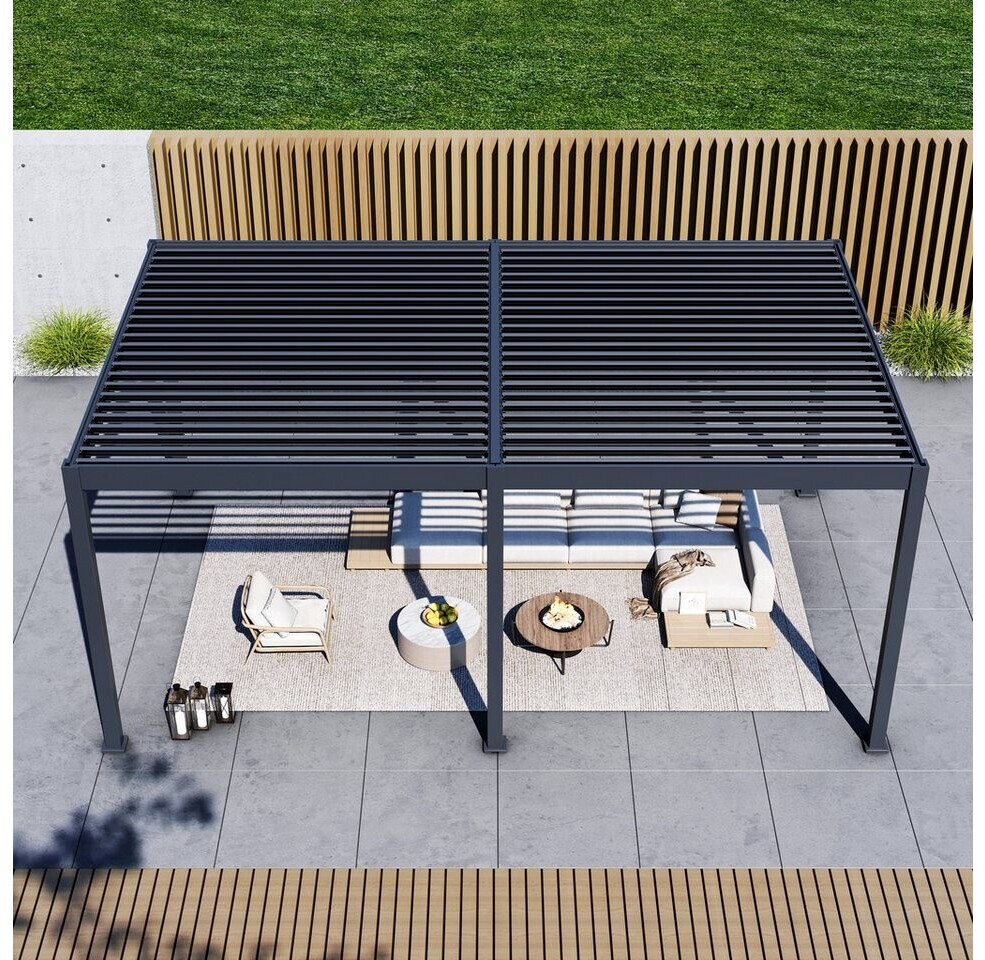 Pergola aluminium Grand Tuscan toiture à lames 4×6 m noir