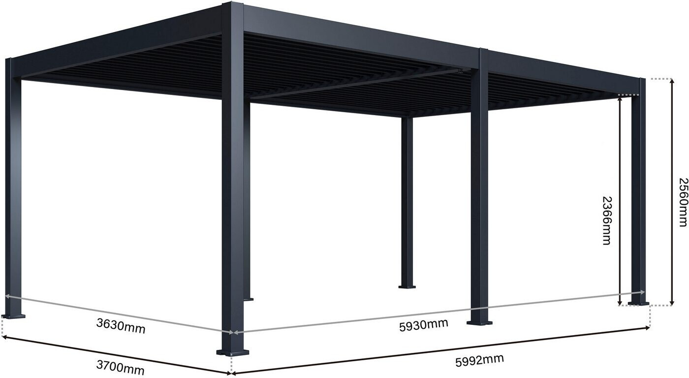 Pergola aluminium Grand Tuscan toiture à lames 4×6 m noir