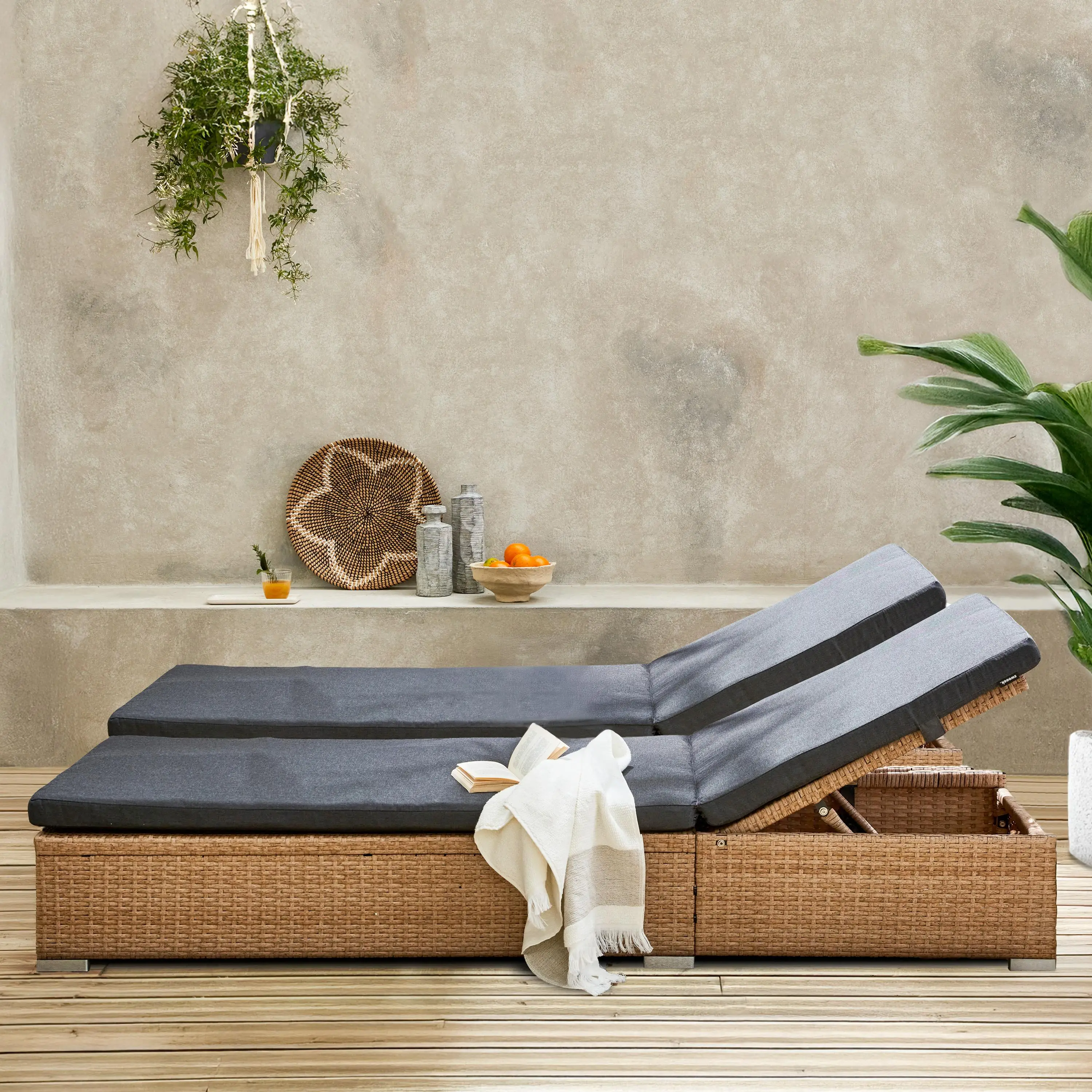 Bain de soleil résine tressée multi positions (lot de 2)