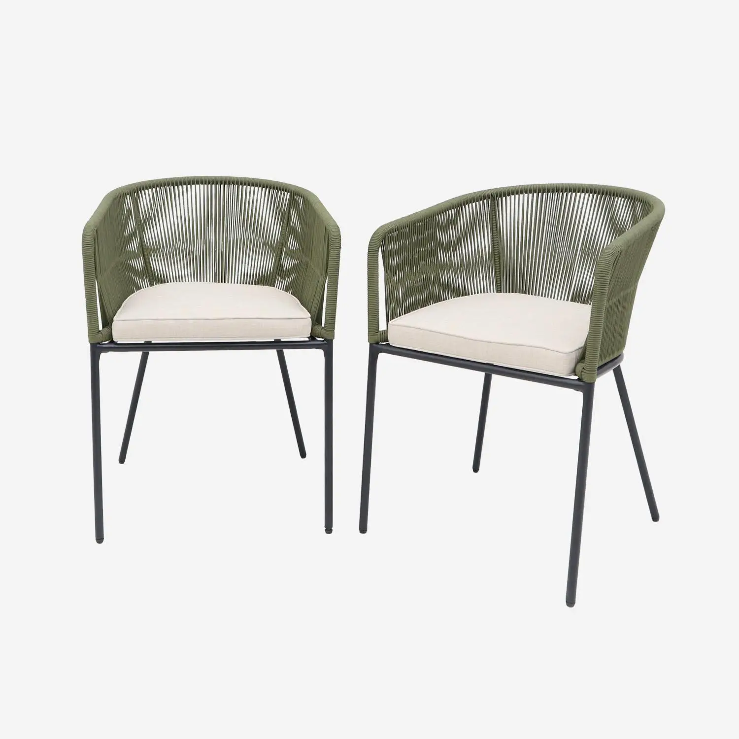 Fauteuil de jardin acier galvanisé et cordes (lot de 2)