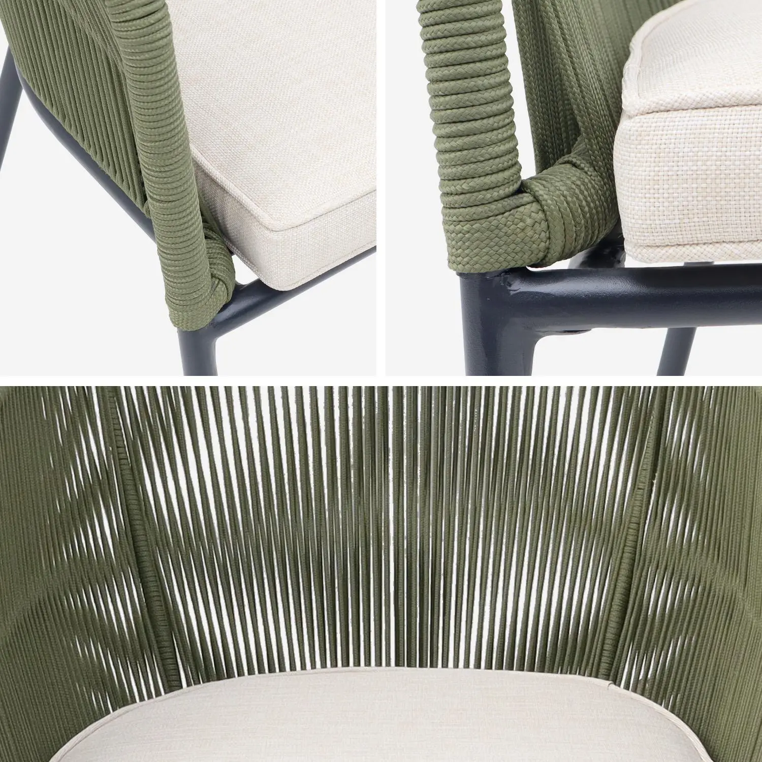 Fauteuil de jardin acier galvanisé et cordes (lot de 2)