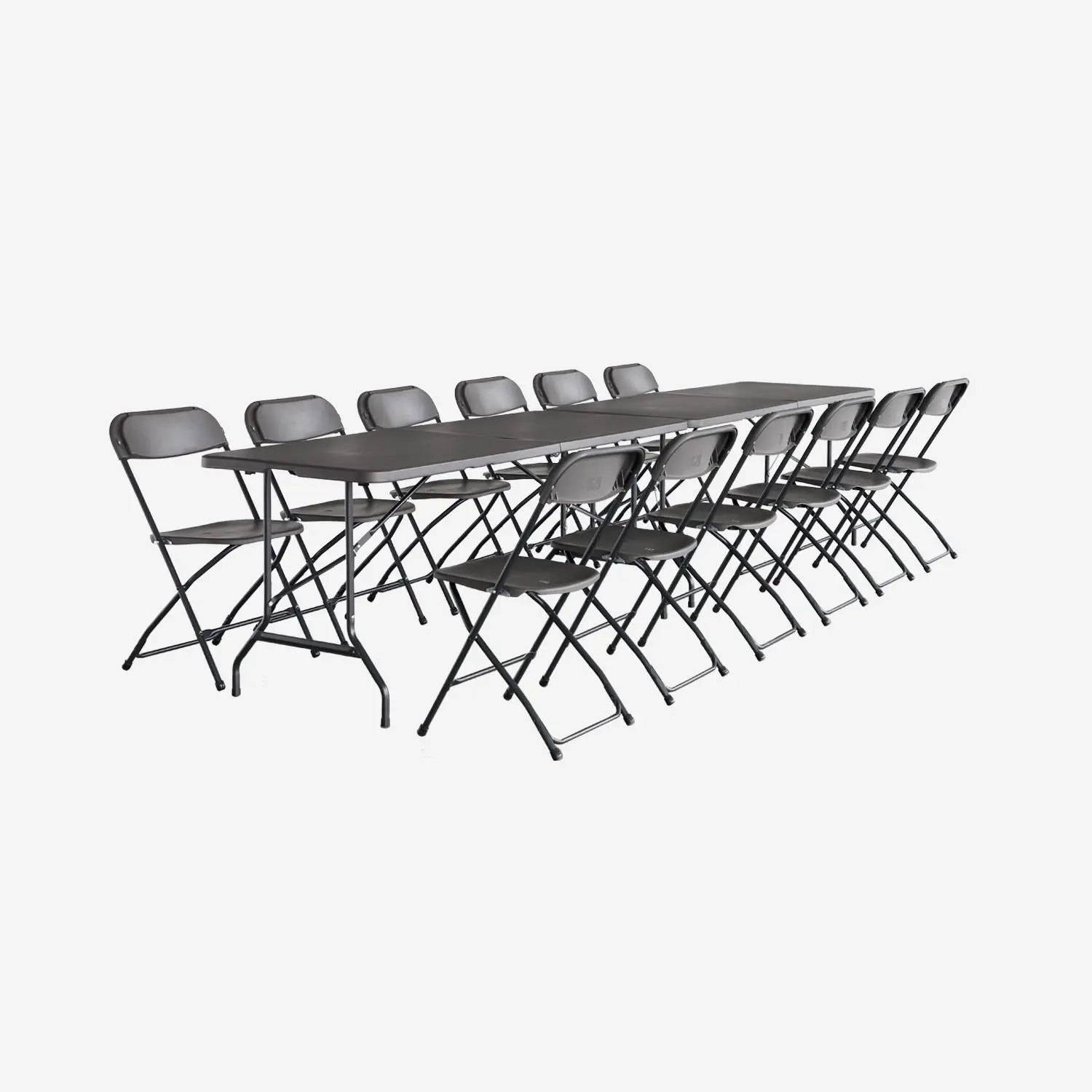 Table de réception pliante plastique + 6 assises (lot de 2)