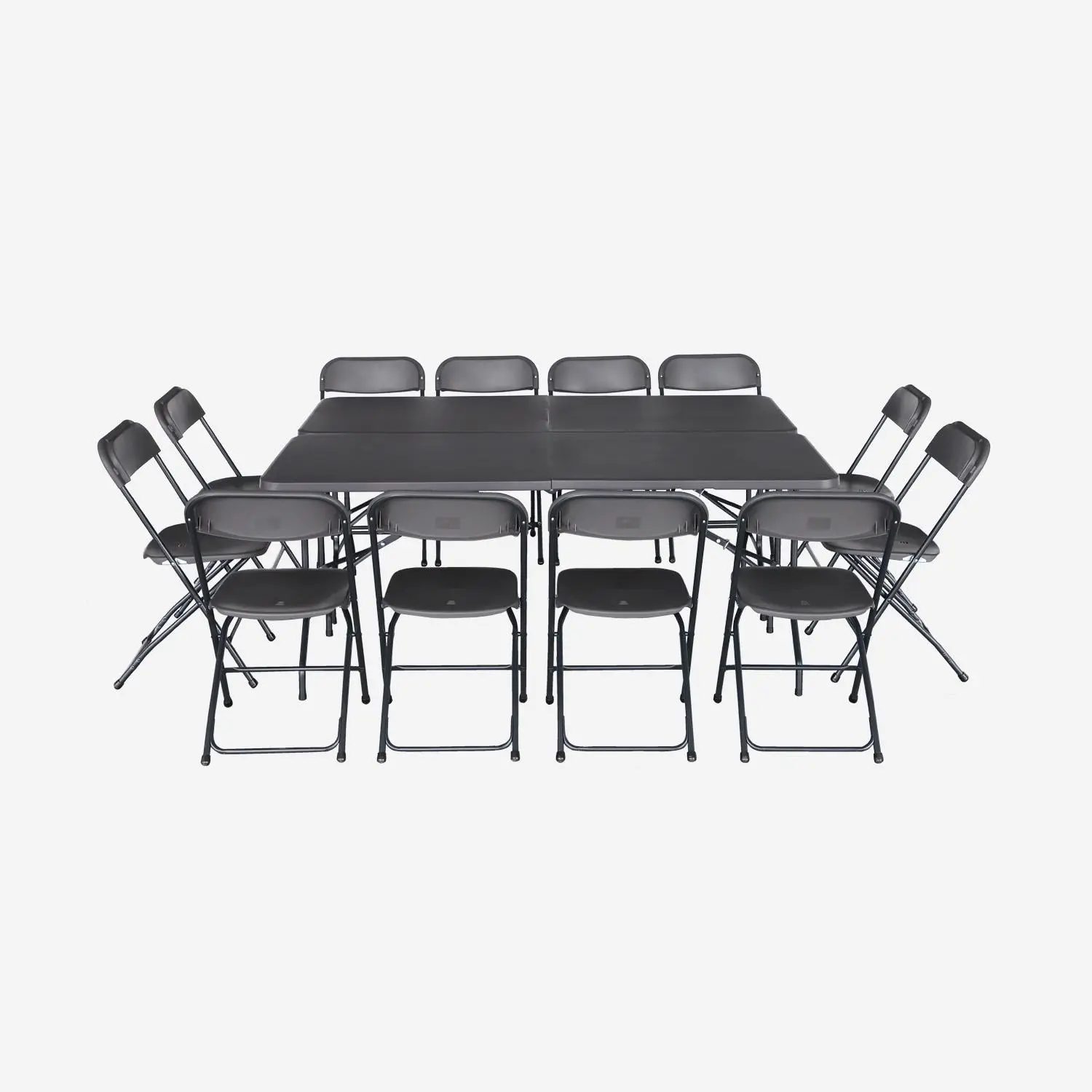 Table de réception pliante plastique + 6 assises (lot de 2)