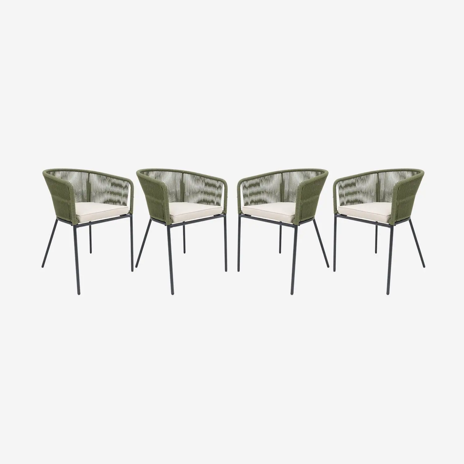 Fauteuil de jardin acier galvanisé et cordes (lot de 4)