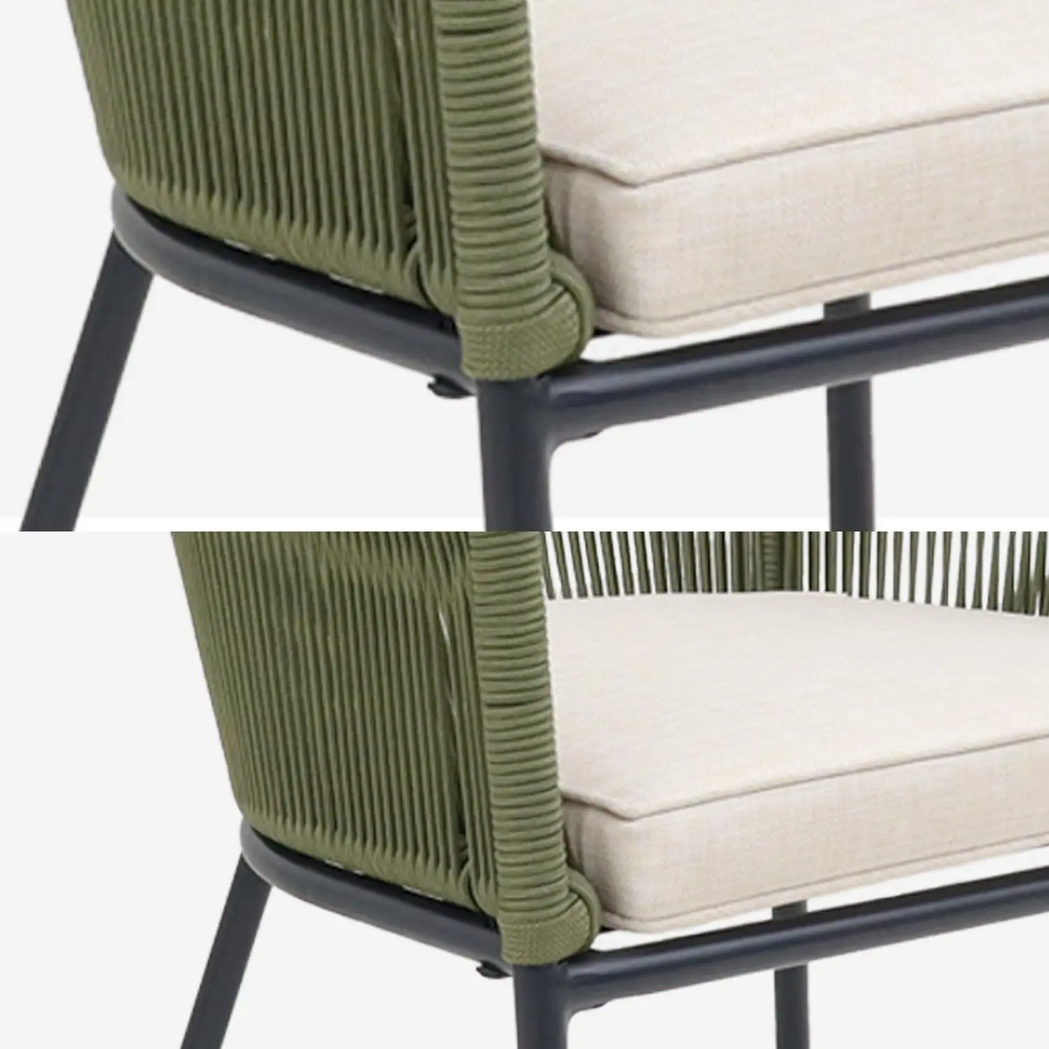 Fauteuil de jardin acier galvanisé et cordes (lot de 4)
