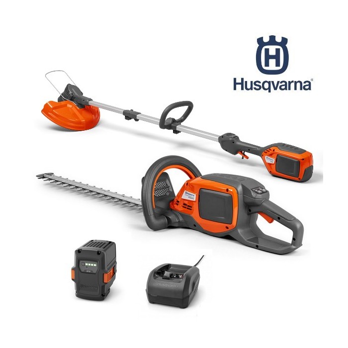 Pack taille-haies à batterie Husqvarna 215iHD45 + Coupe bordure 215iL