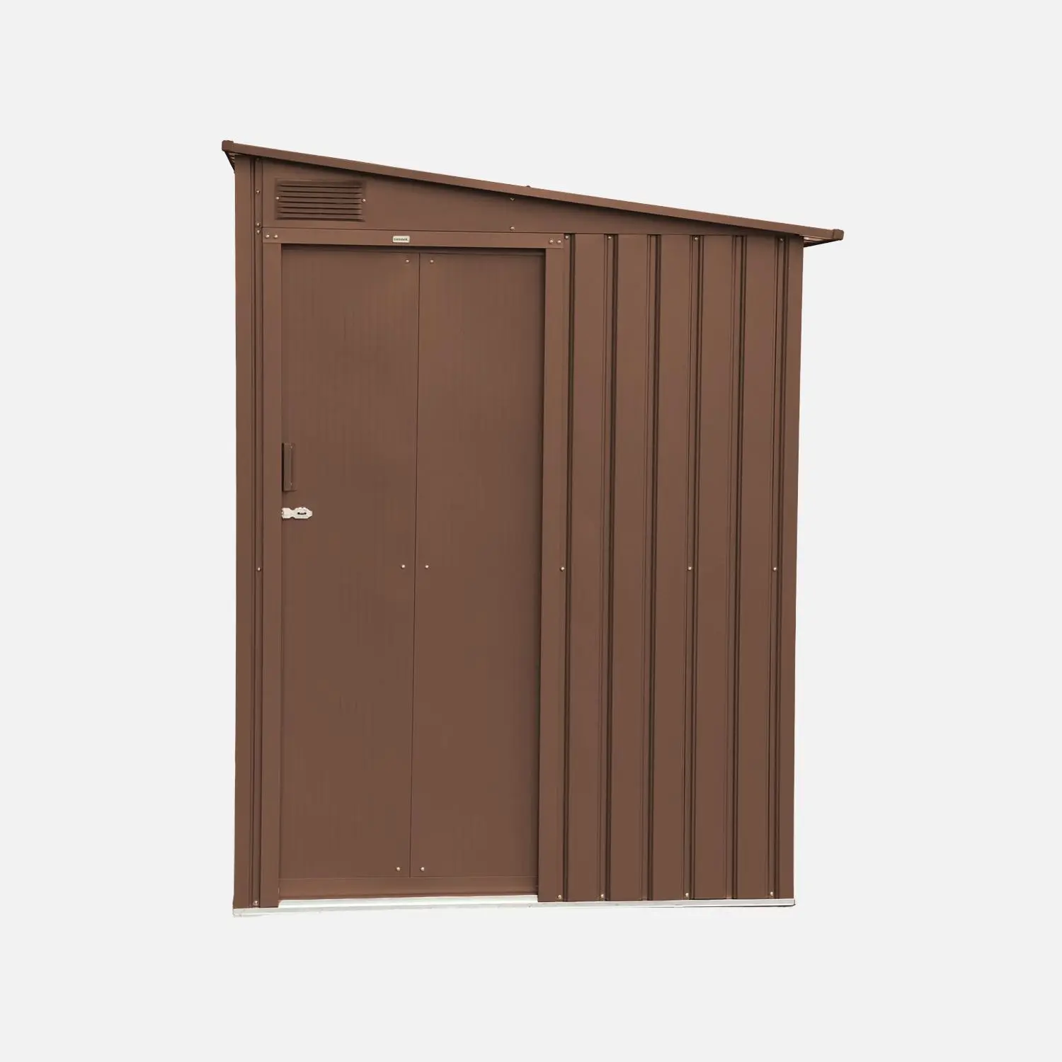 Abri de jardin adossable acier galvanisé 2,91m² avec porte coulissante et kit d'ancrage