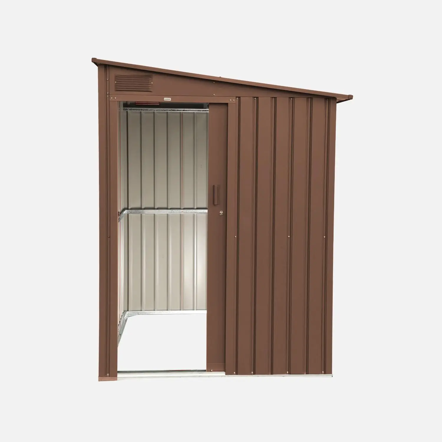 Abri de jardin adossable acier galvanisé 2,91m² avec porte coulissante et kit d'ancrage