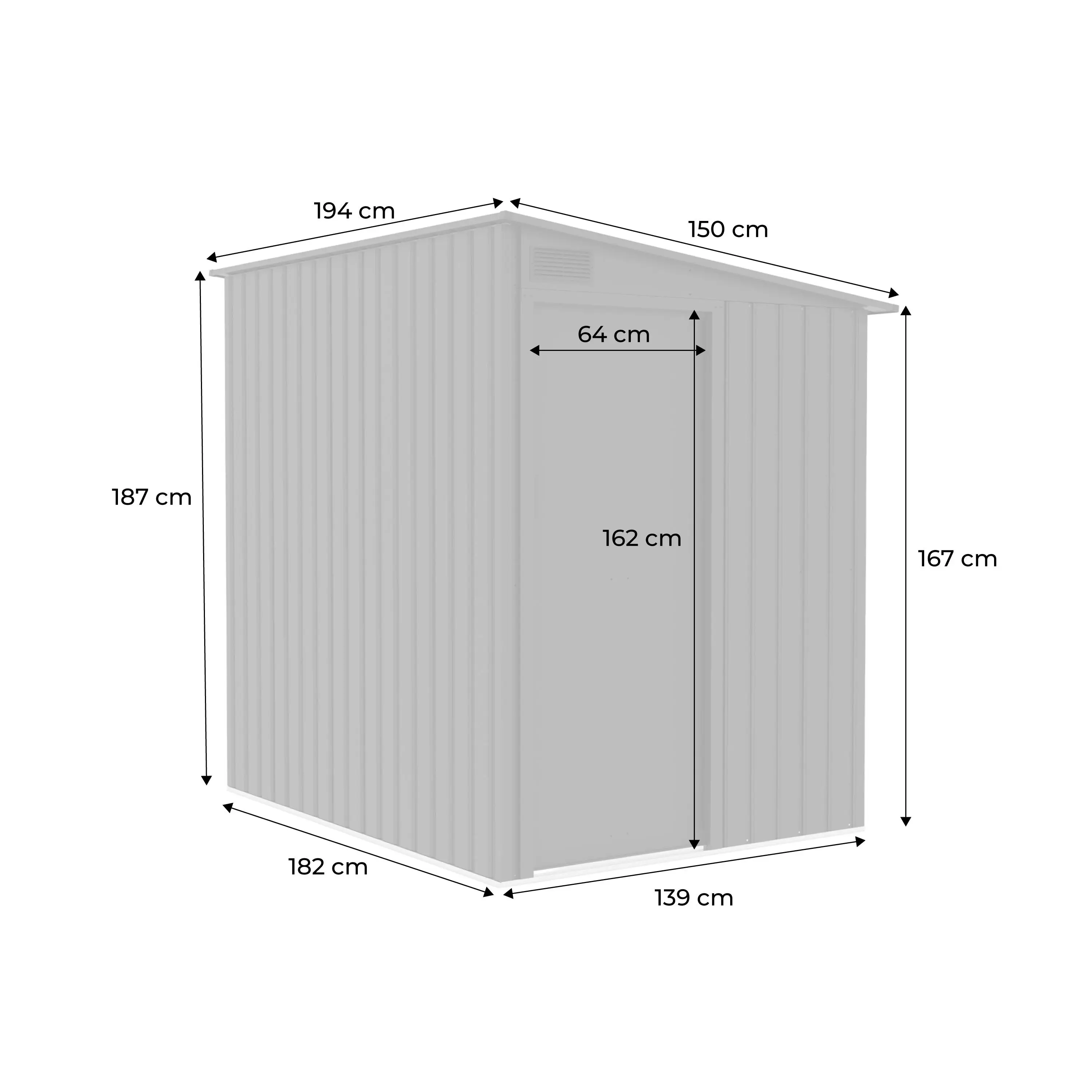 Abri de jardin adossable acier galvanisé 2,91m² avec porte coulissante et kit d'ancrage
