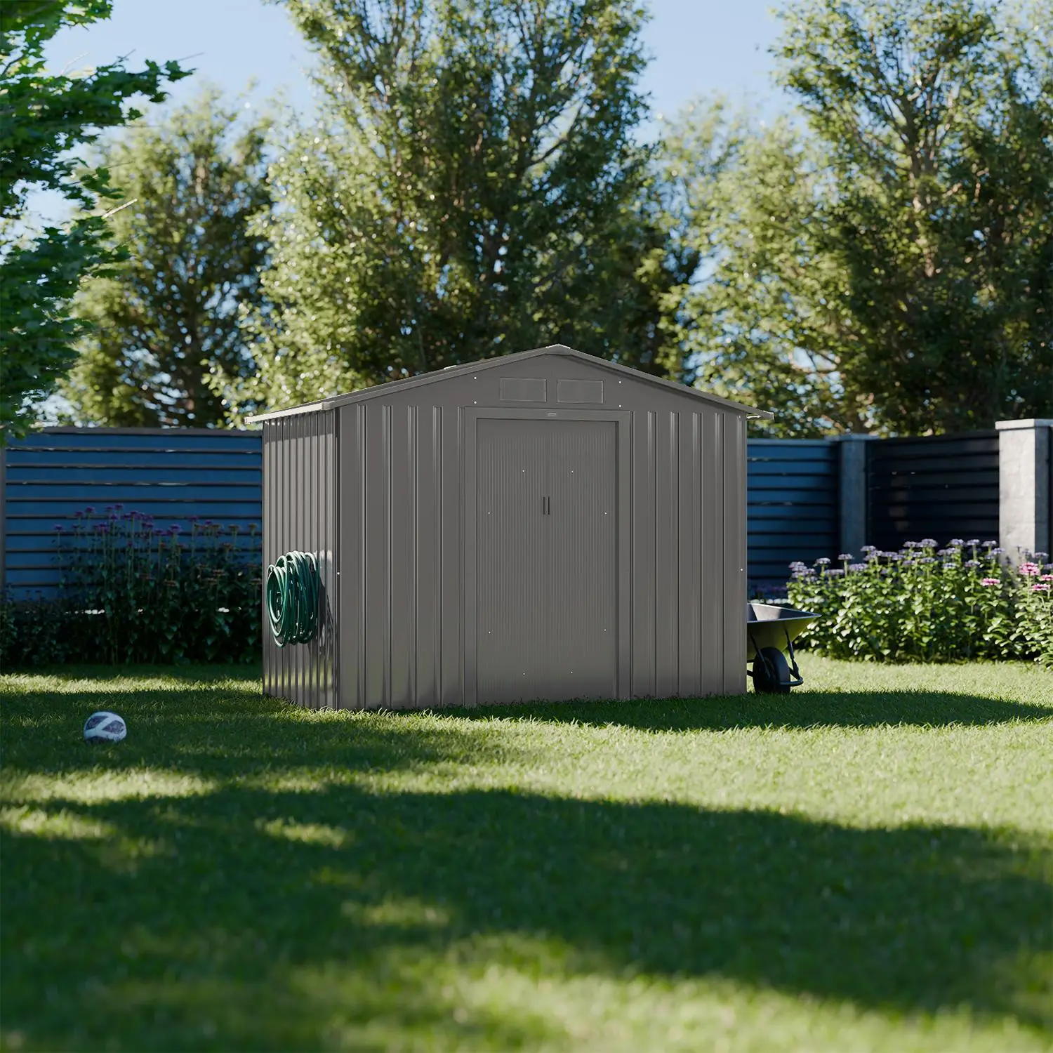 Abri de jardin métal 2,71m² avec kit d'ancrage