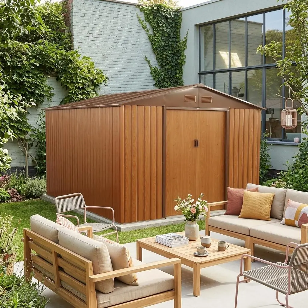 Abri de jardin métal 8,95m² avec kit d'ancrage