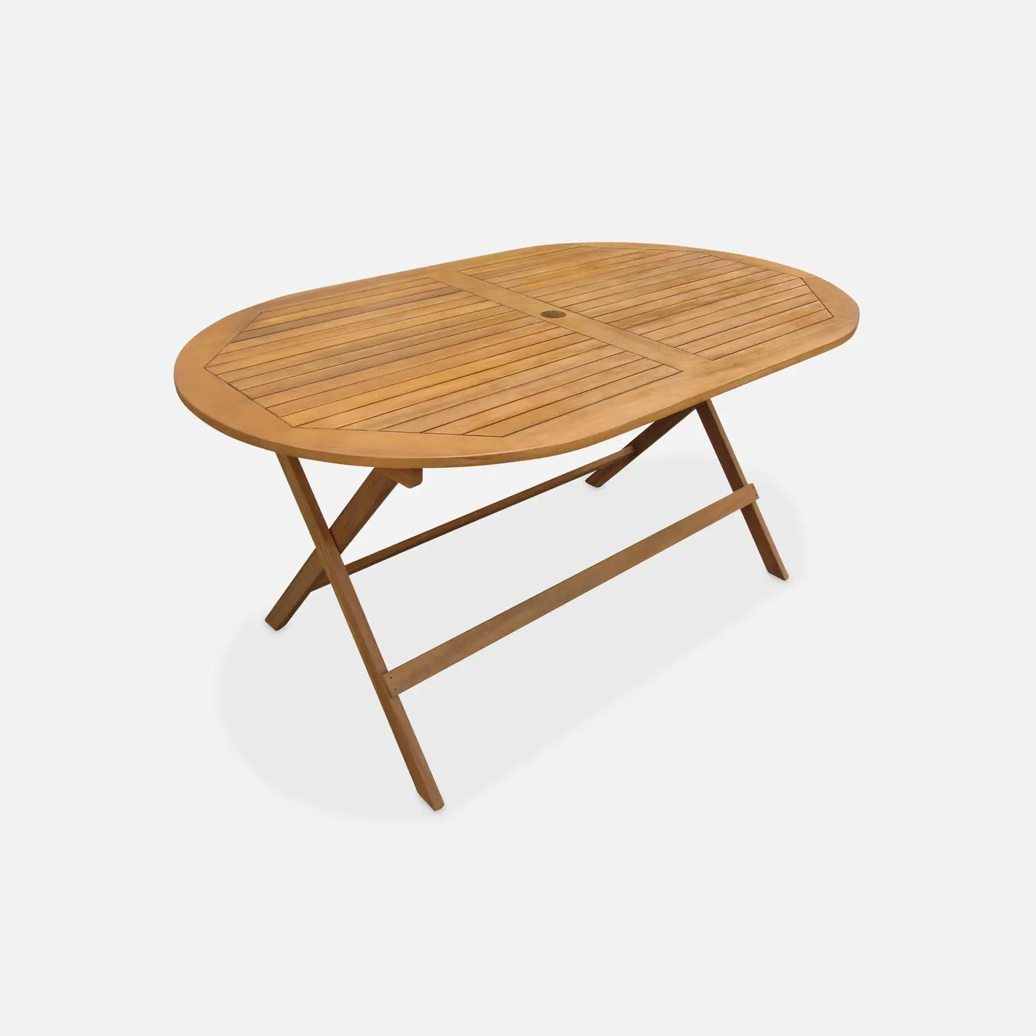 Table de jardin pliante bois d'acacia + 6 assises