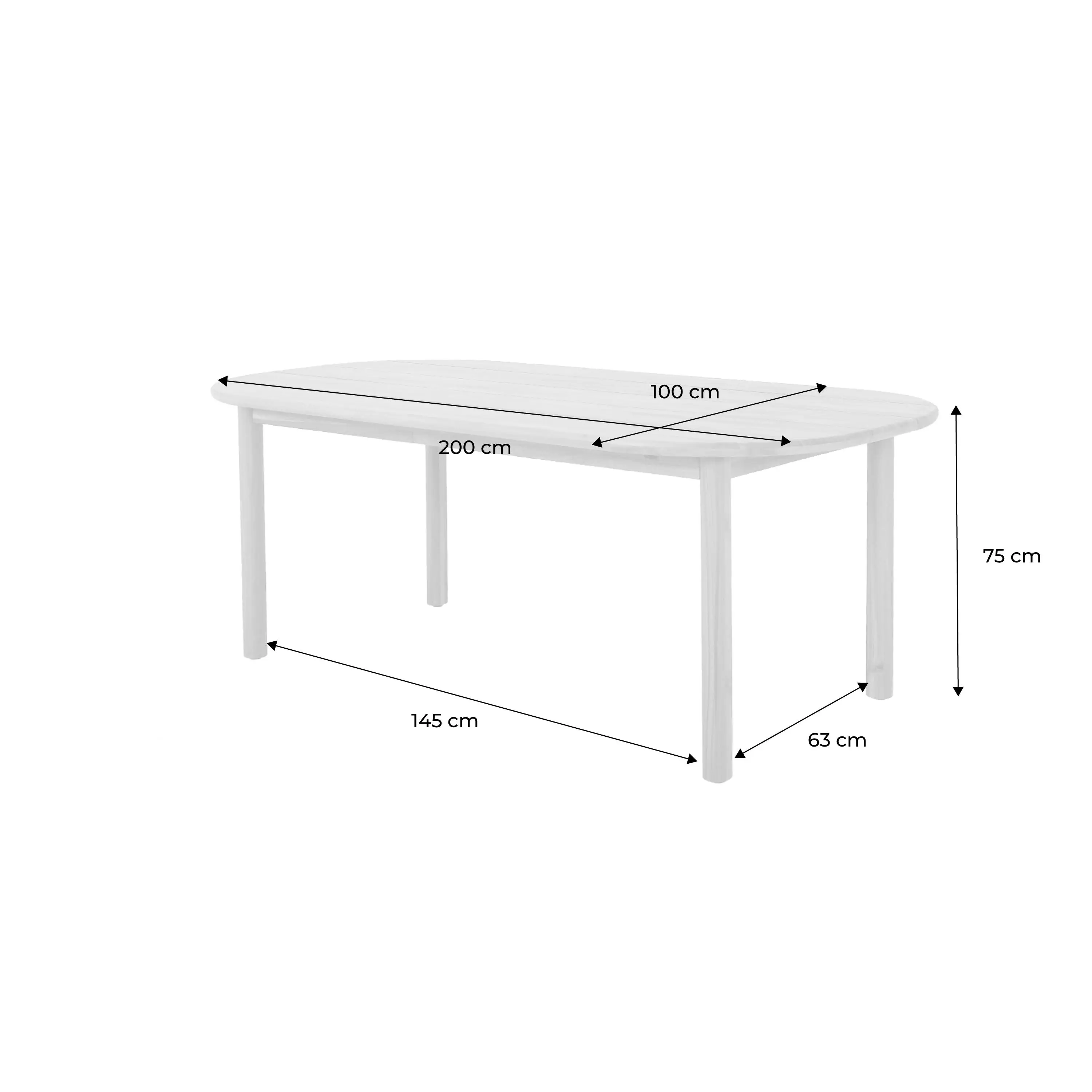 Table de jardin bois d'acacia 6 places