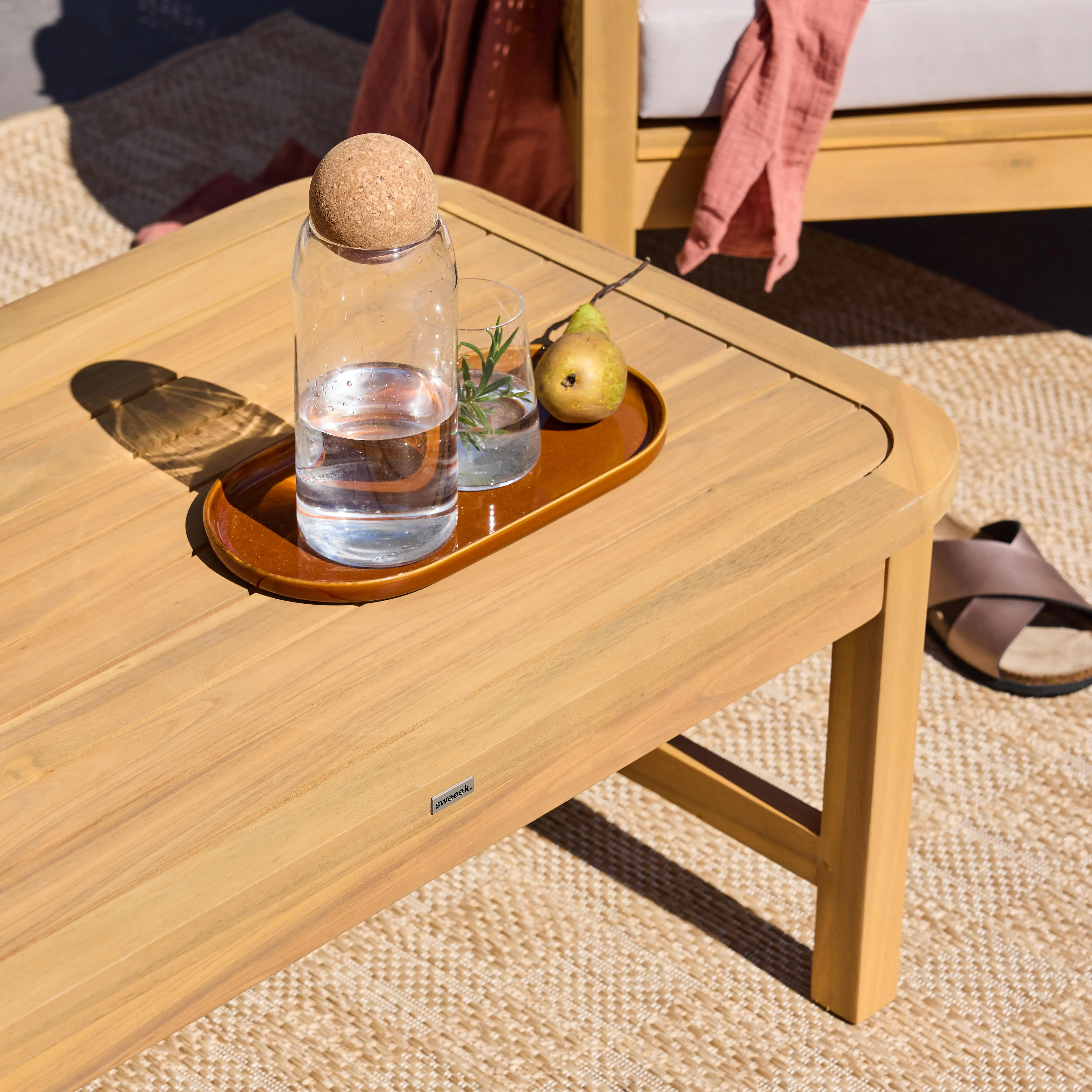Salon de jardin bois d'acacia et cannage 4 places