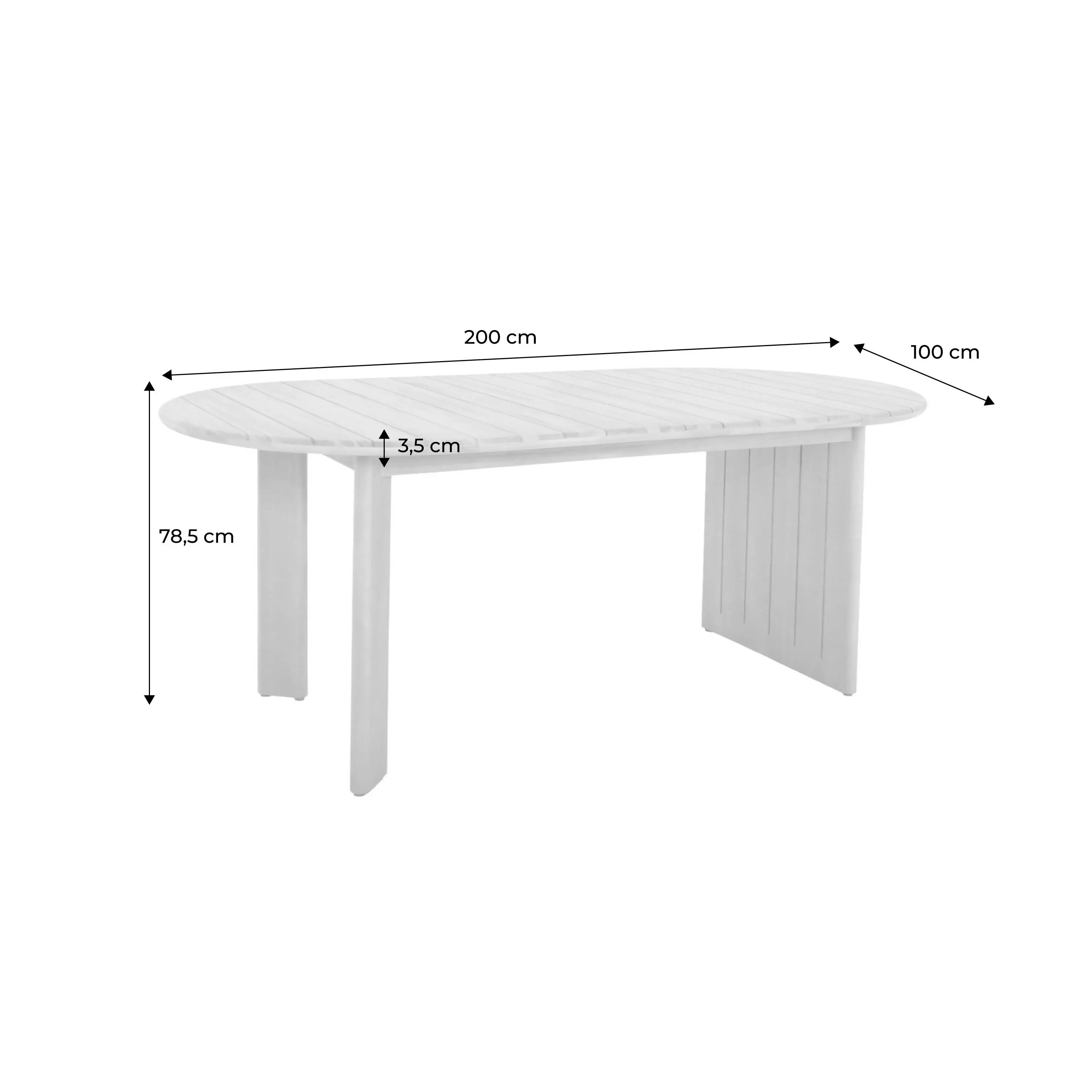 Table de jardin ovale bois d'acacia 6 places