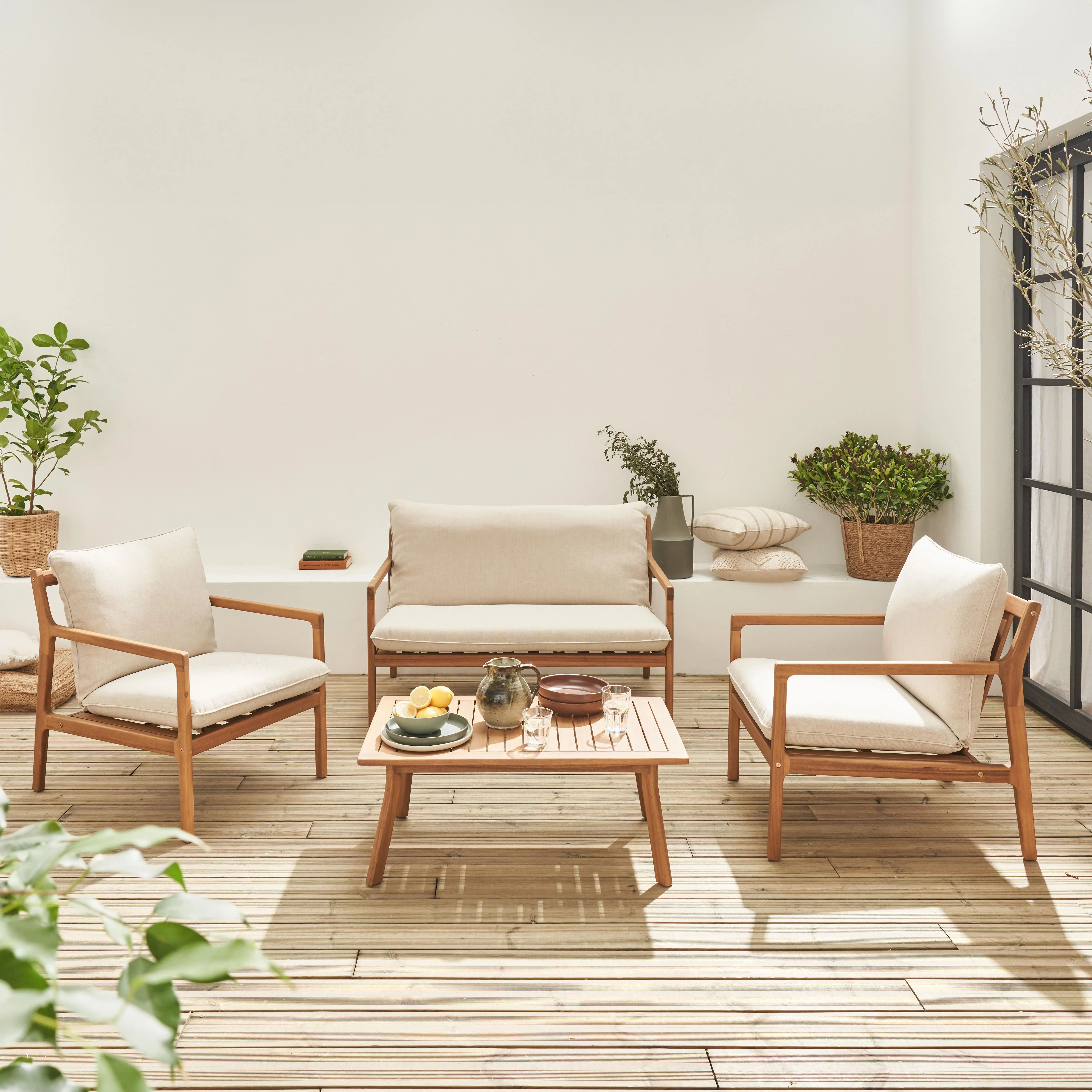 Salon de jardin bois d'acacia 4 places