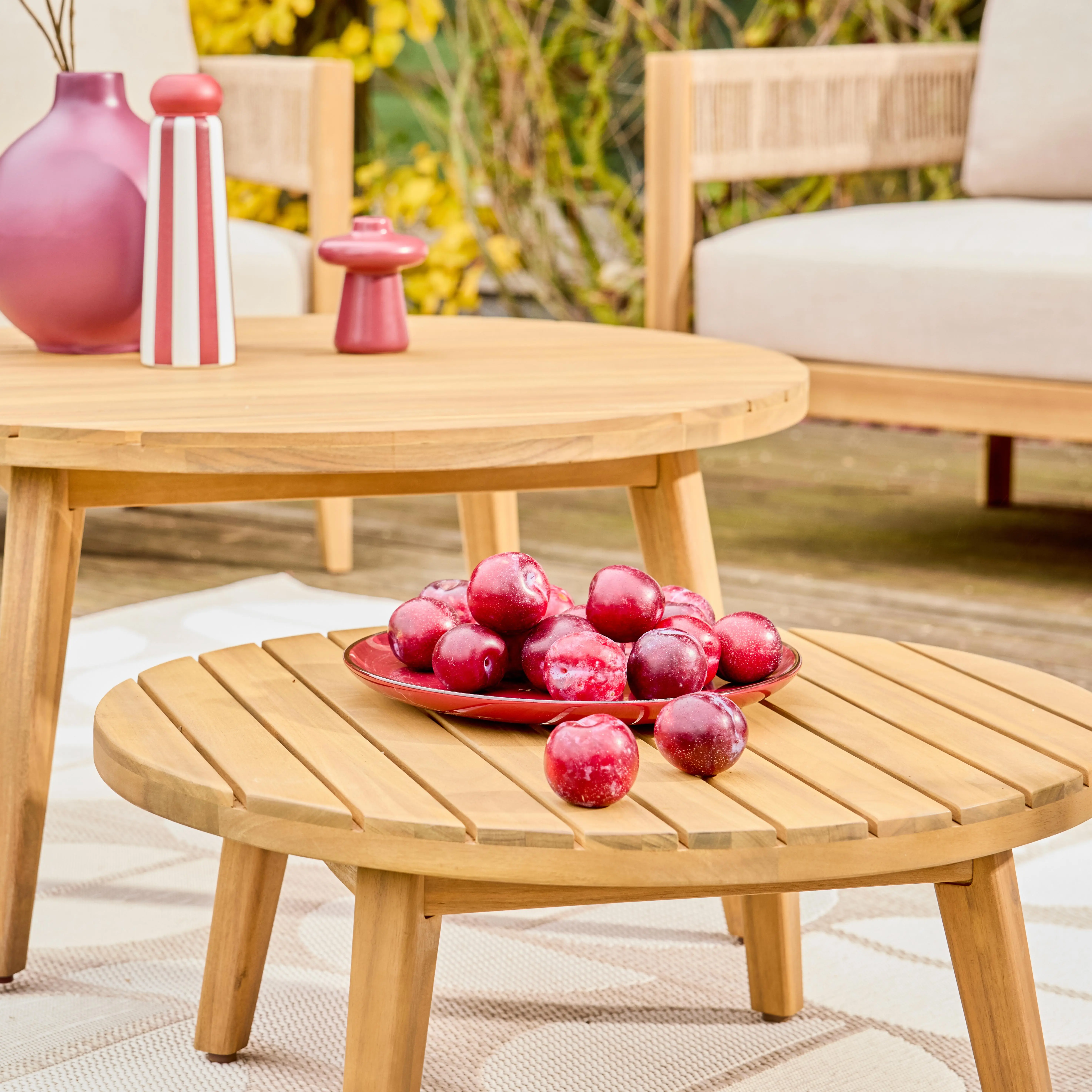 Salon de jardin bois d'acacia et cordes 4 places