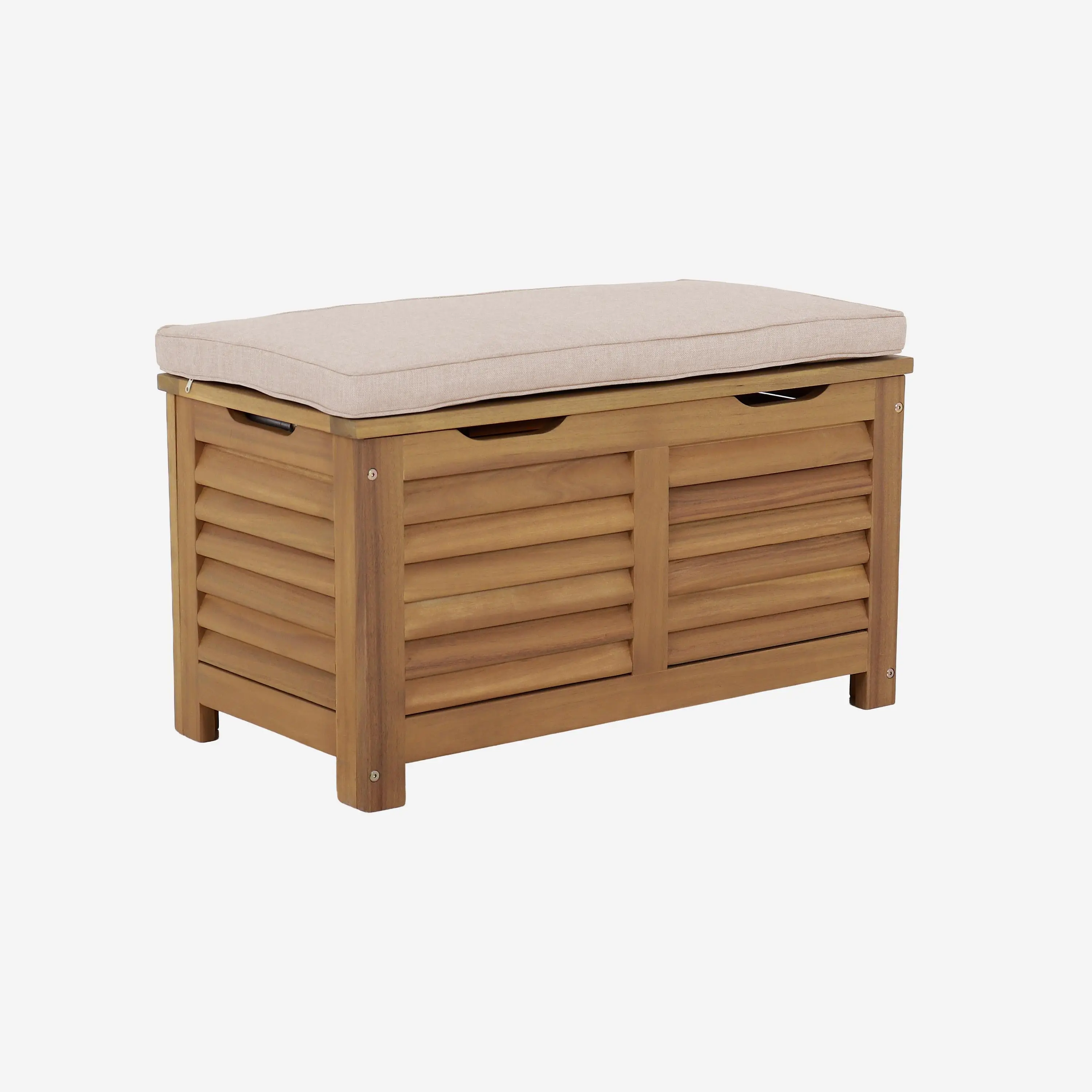 Coffre de jardin / Banc bois d'acacia 63L avec vérins