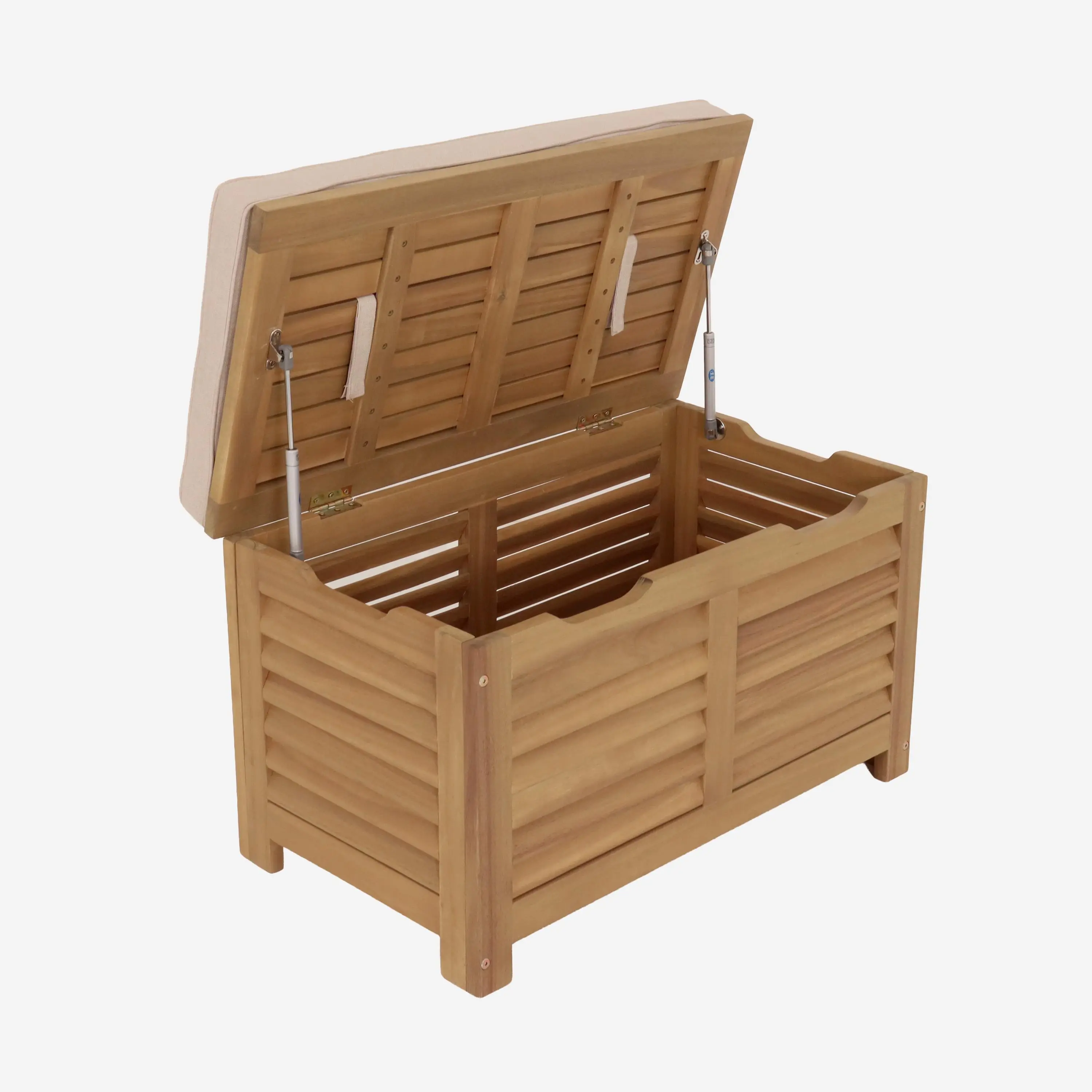 Coffre de jardin / Banc bois d'acacia 63L avec vérins