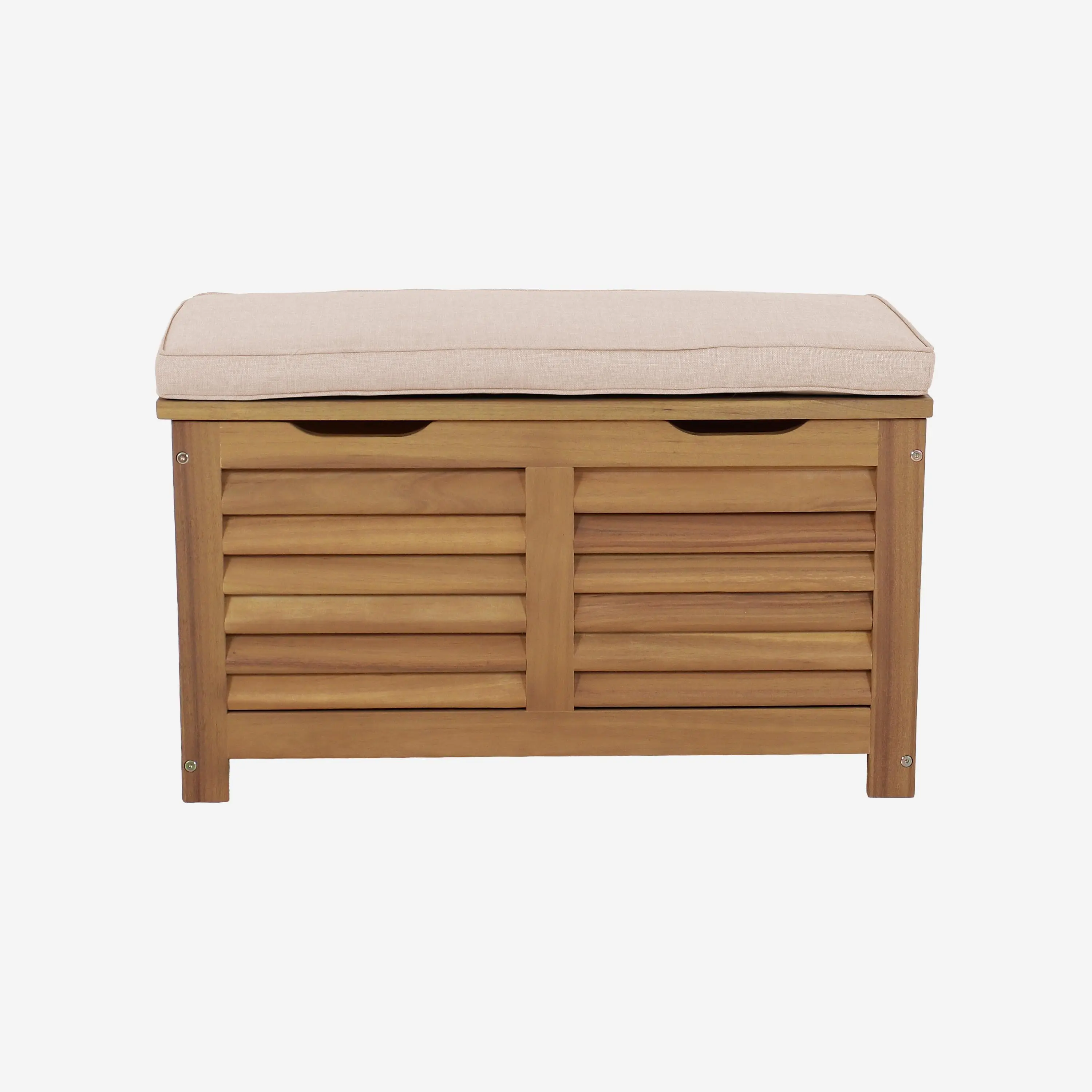 Coffre de jardin / Banc bois d'acacia 63L avec vérins