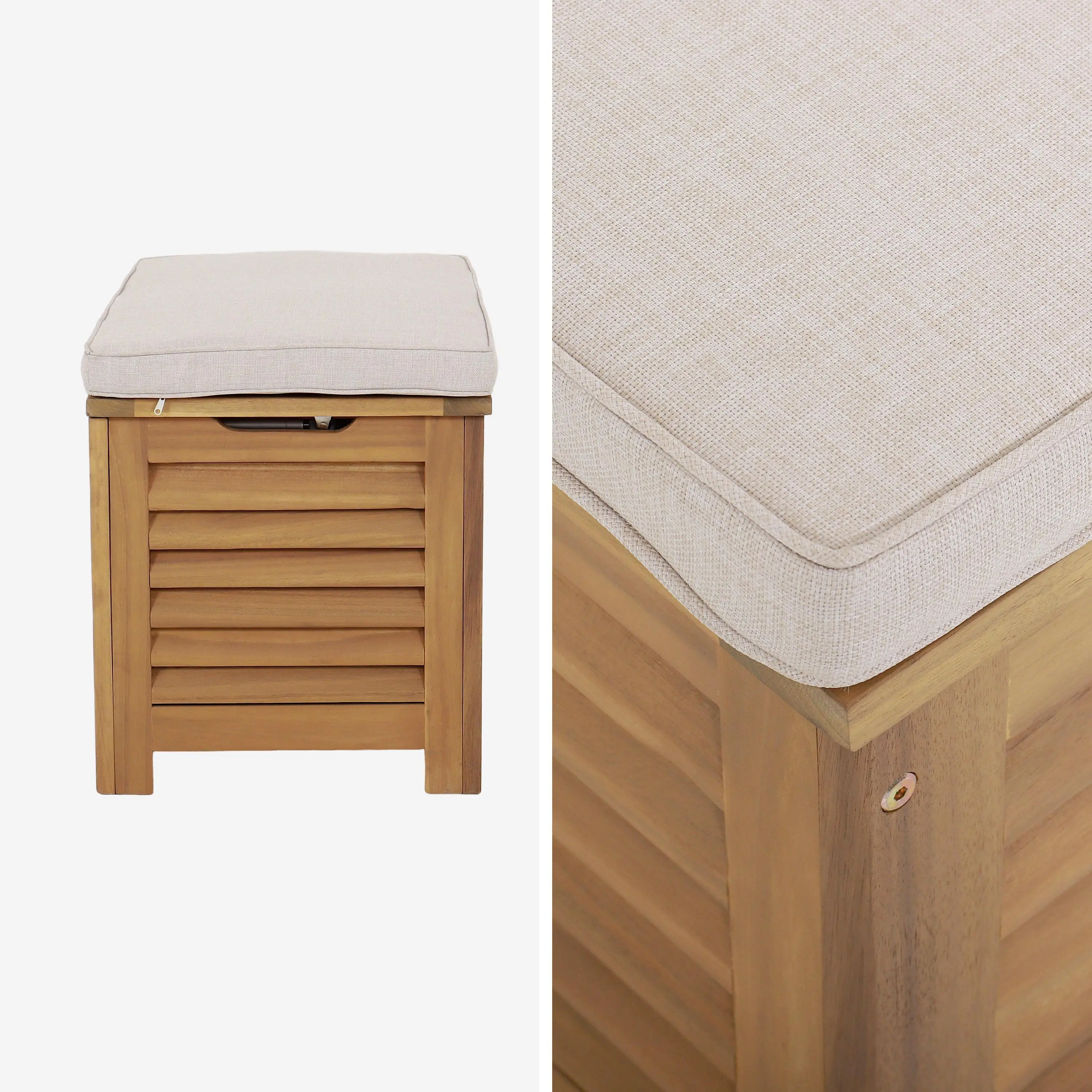 Coffre de jardin / Banc bois d'acacia 63L avec vérins