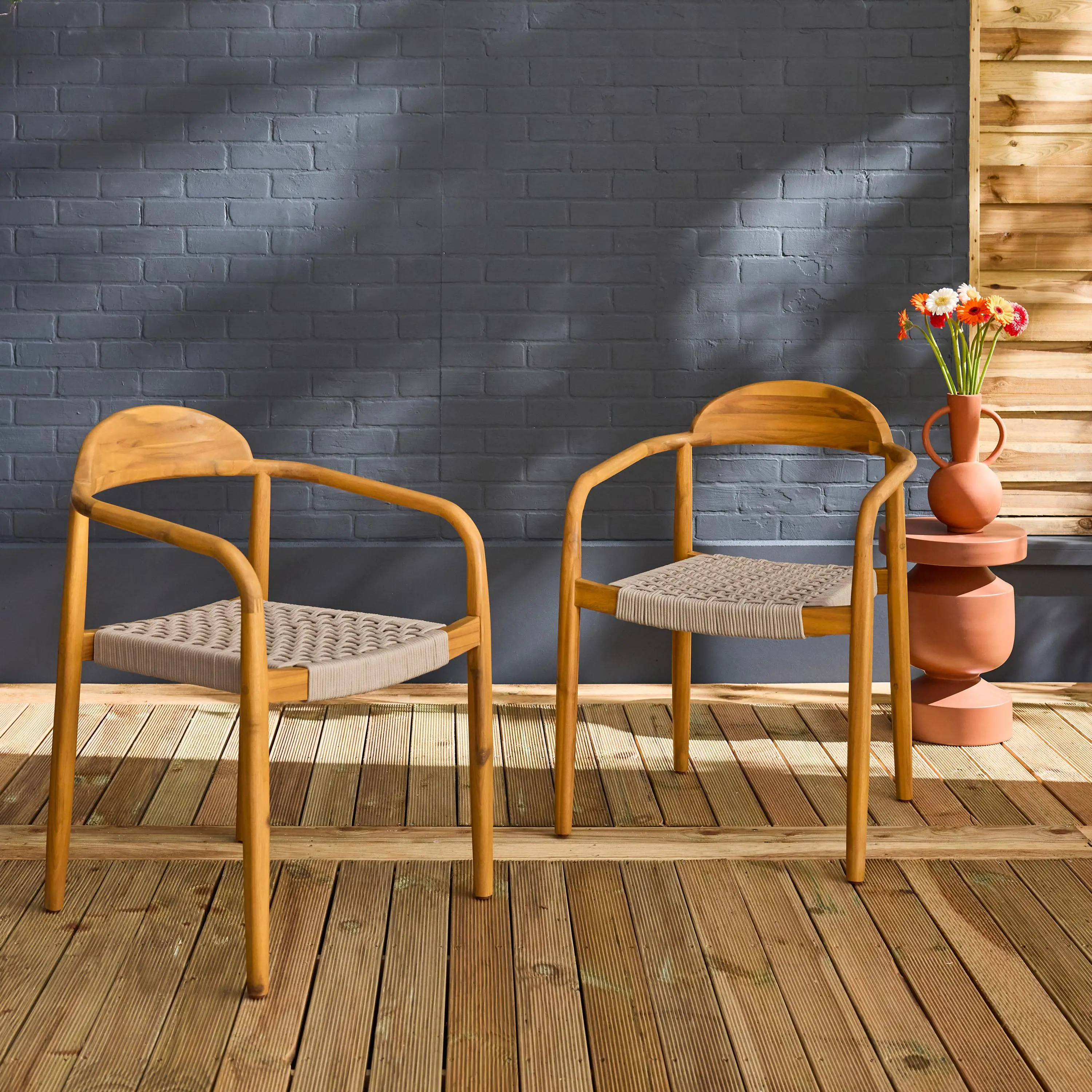 Fauteuil de jardin bois d'acacia et résine (lot de 2)