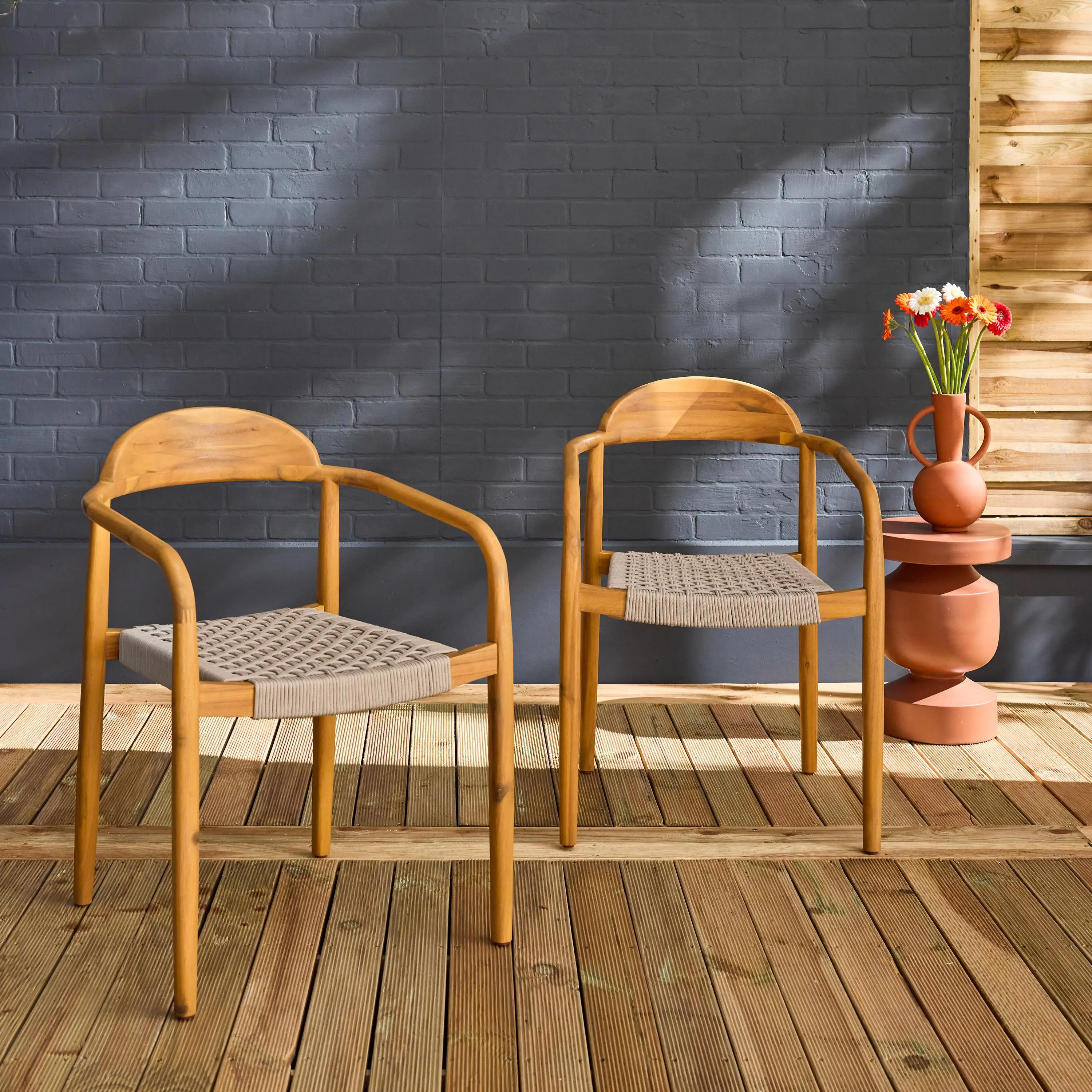 Fauteuil de jardin bois d'acacia et résine (lot de 2)