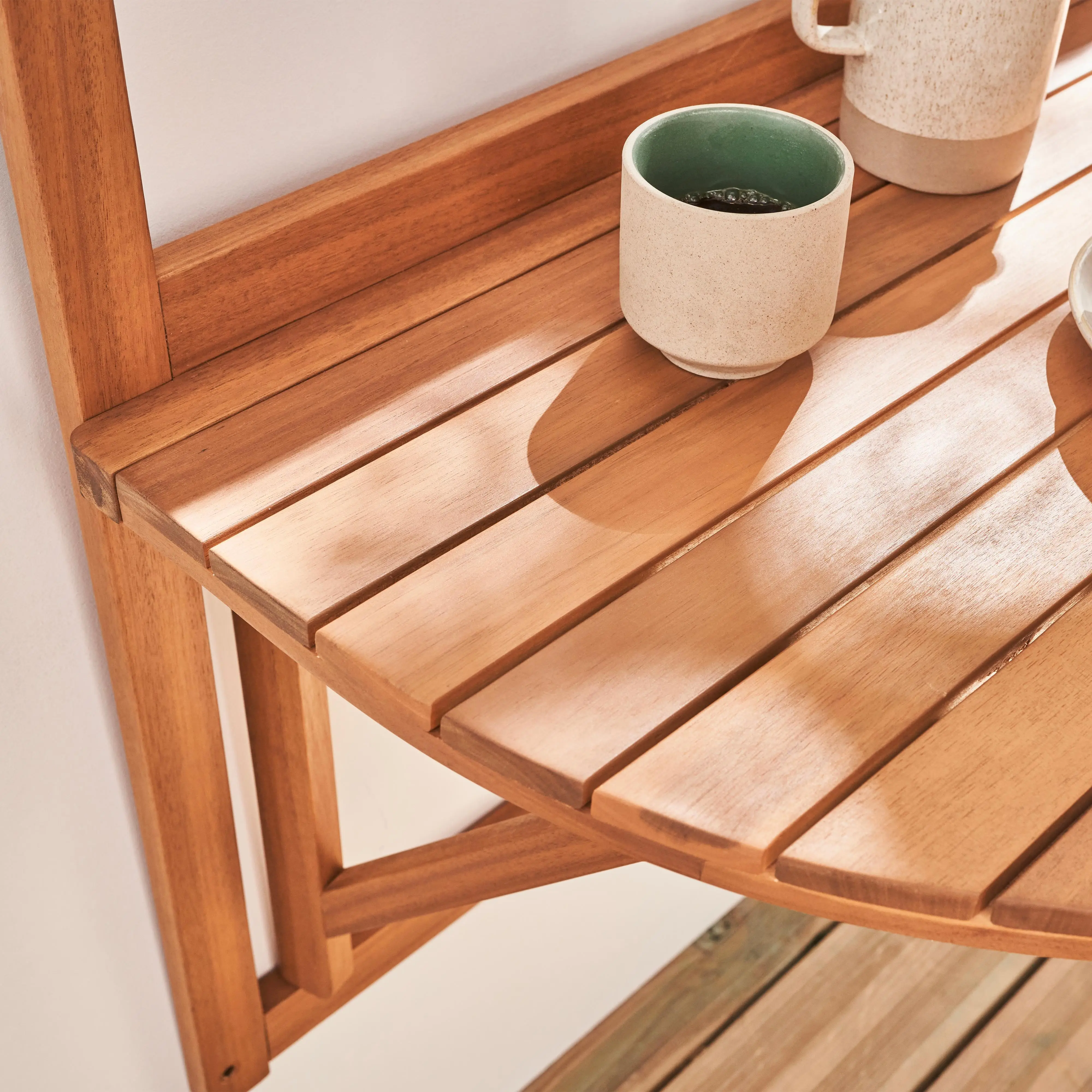 Table d'appoint rabattable bois d'acacia pour balcon