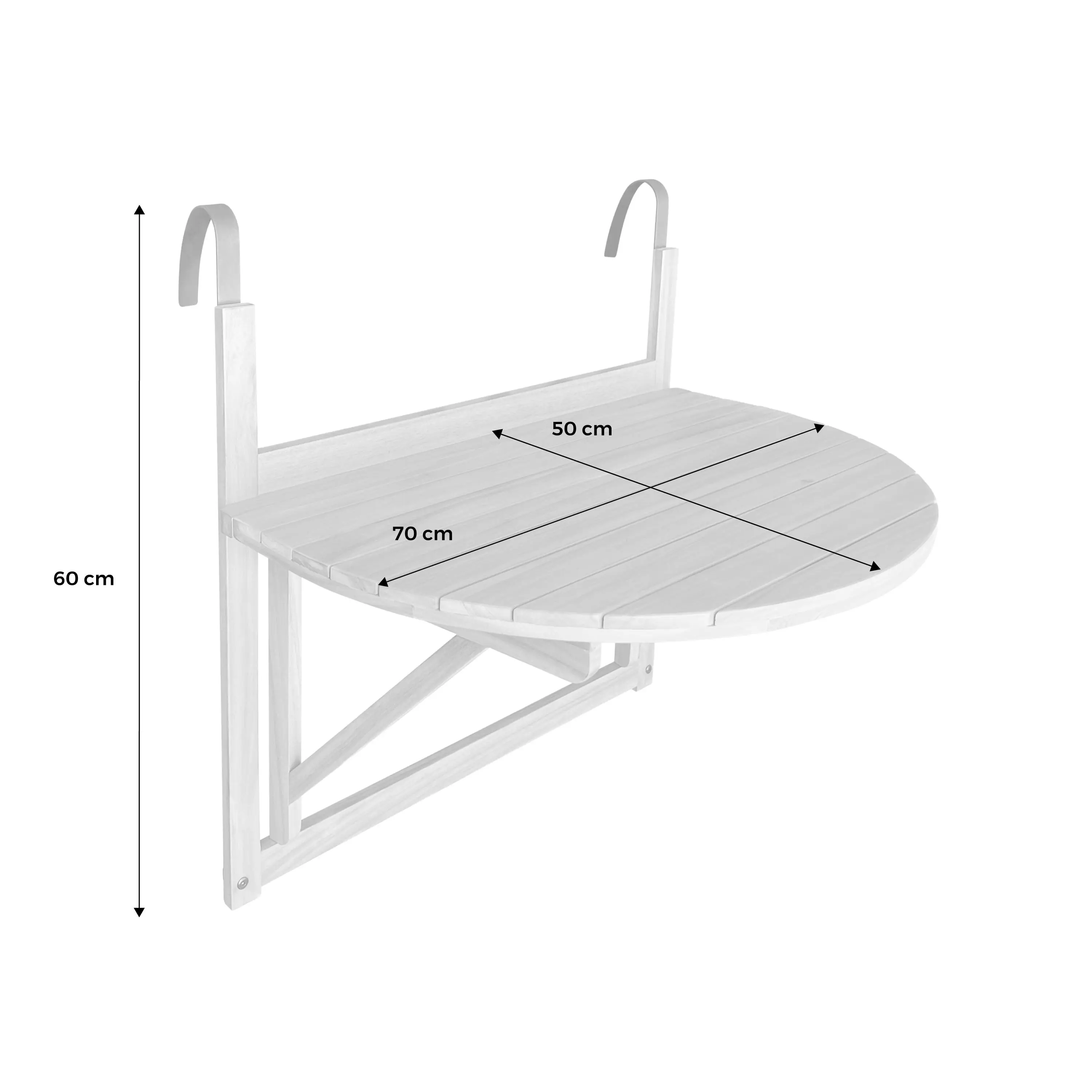 Table d'appoint rabattable bois d'acacia pour balcon
