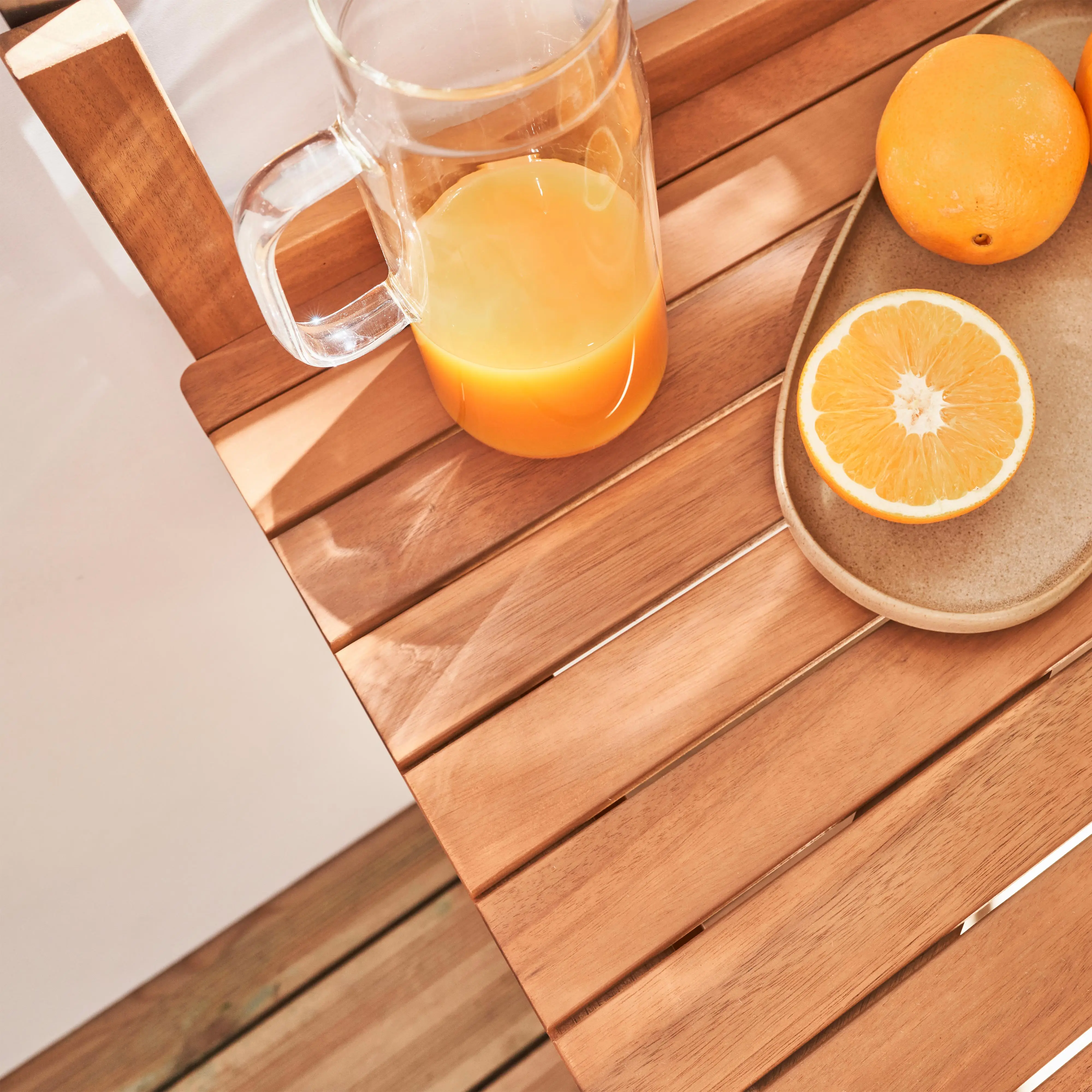 Table d'appoint rabattable bois d'acacia pour balcon