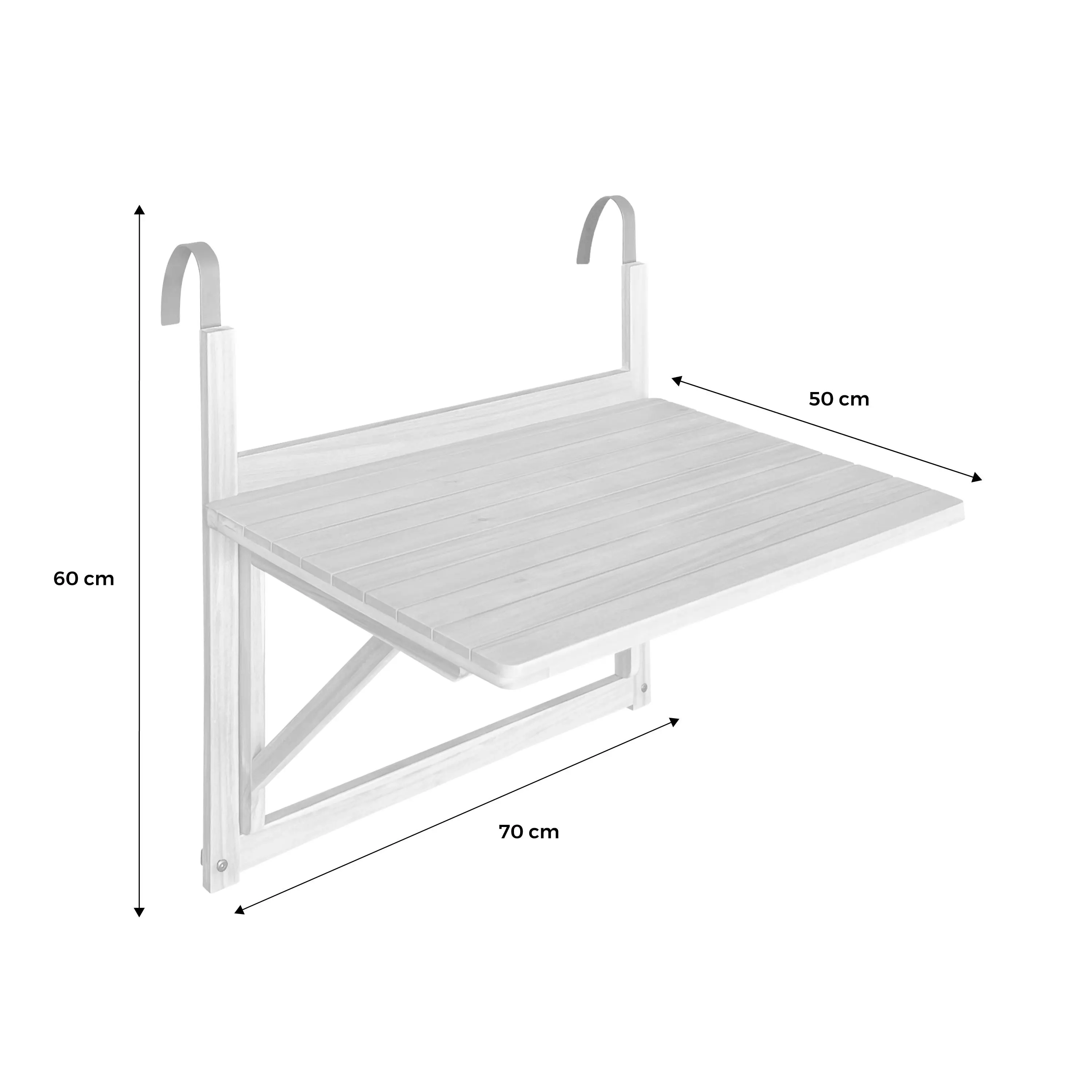 Table d'appoint rabattable bois d'acacia pour balcon