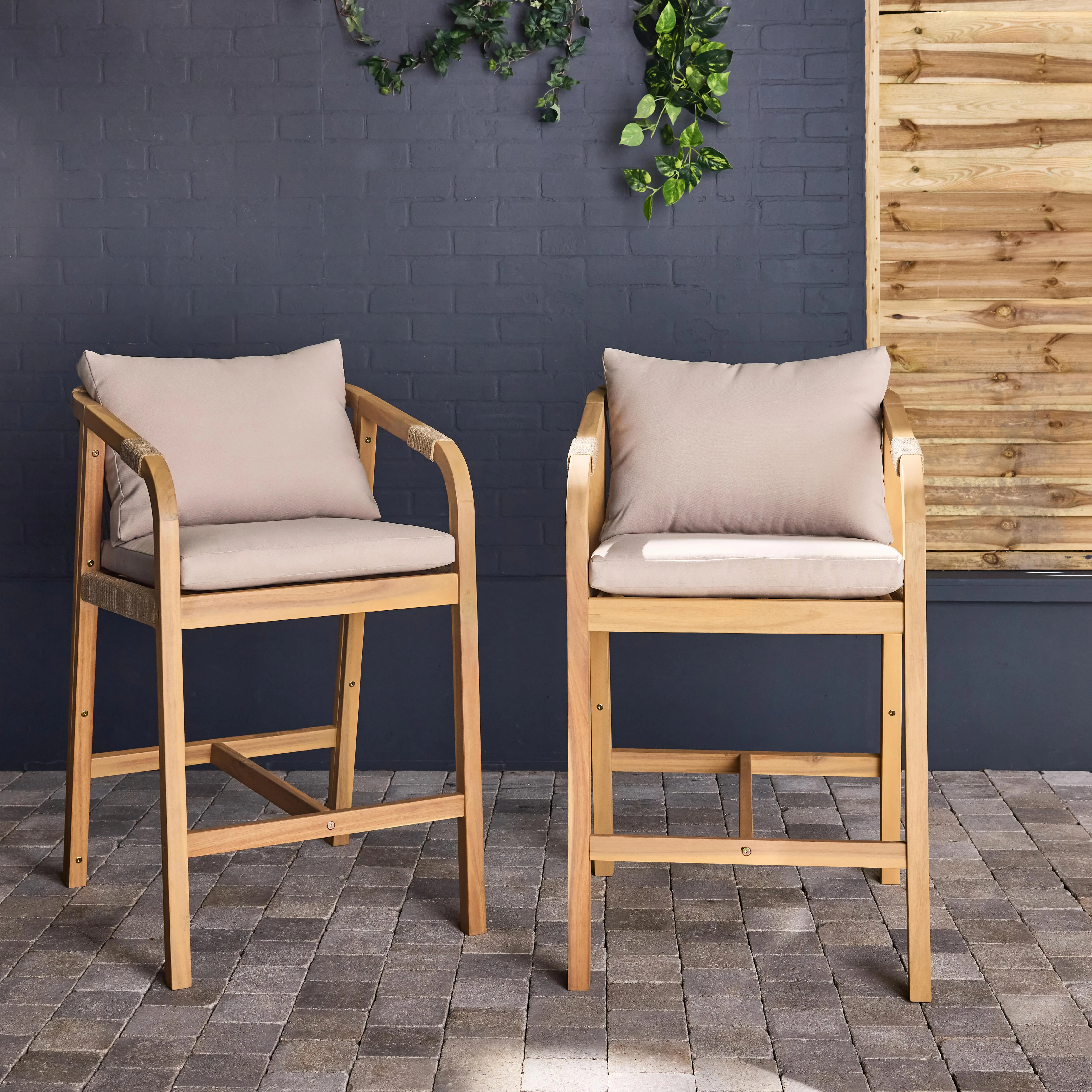 Fauteuil de jardin bois d'acacia et corde (lot de 2)