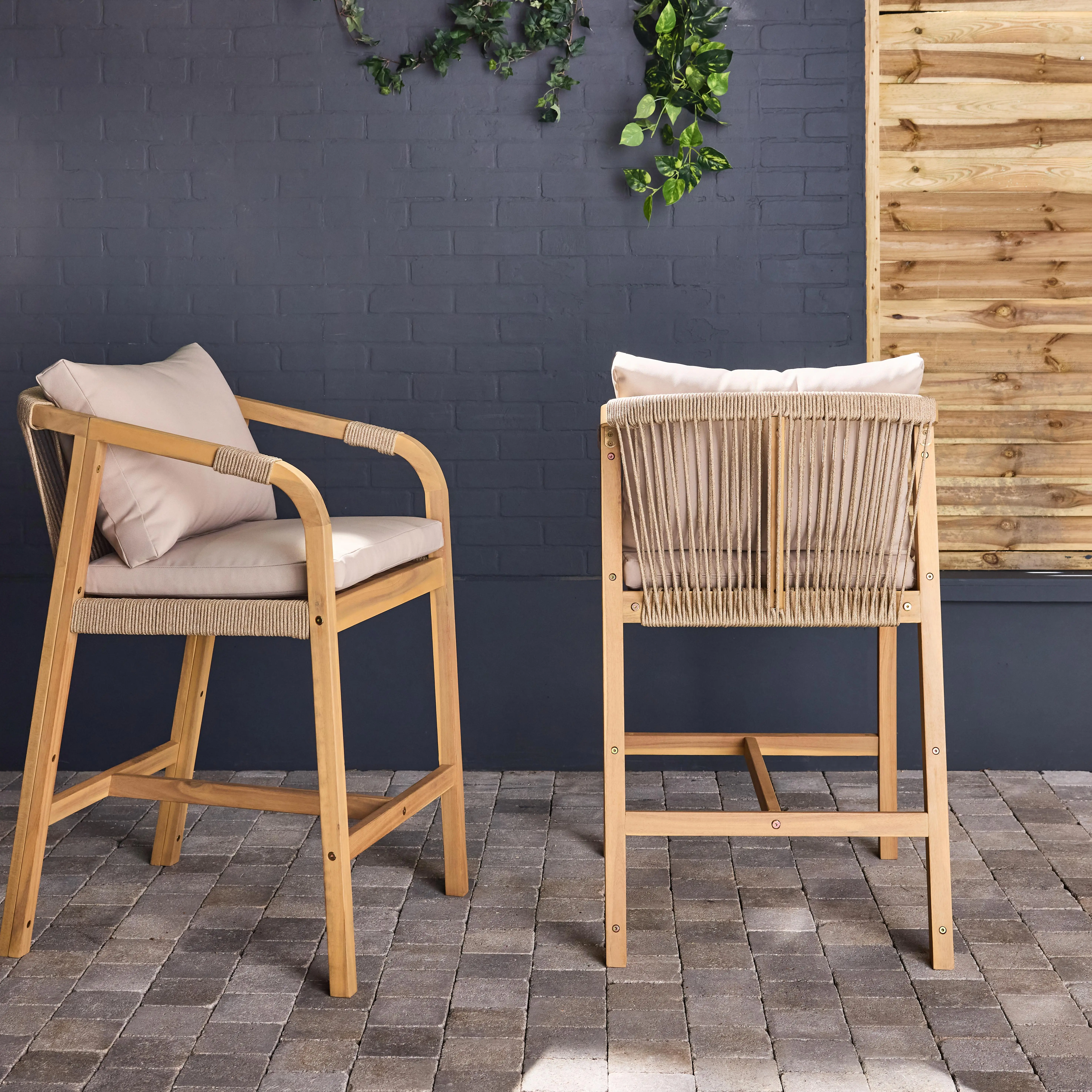 Fauteuil de jardin bois d'acacia et corde (lot de 2)