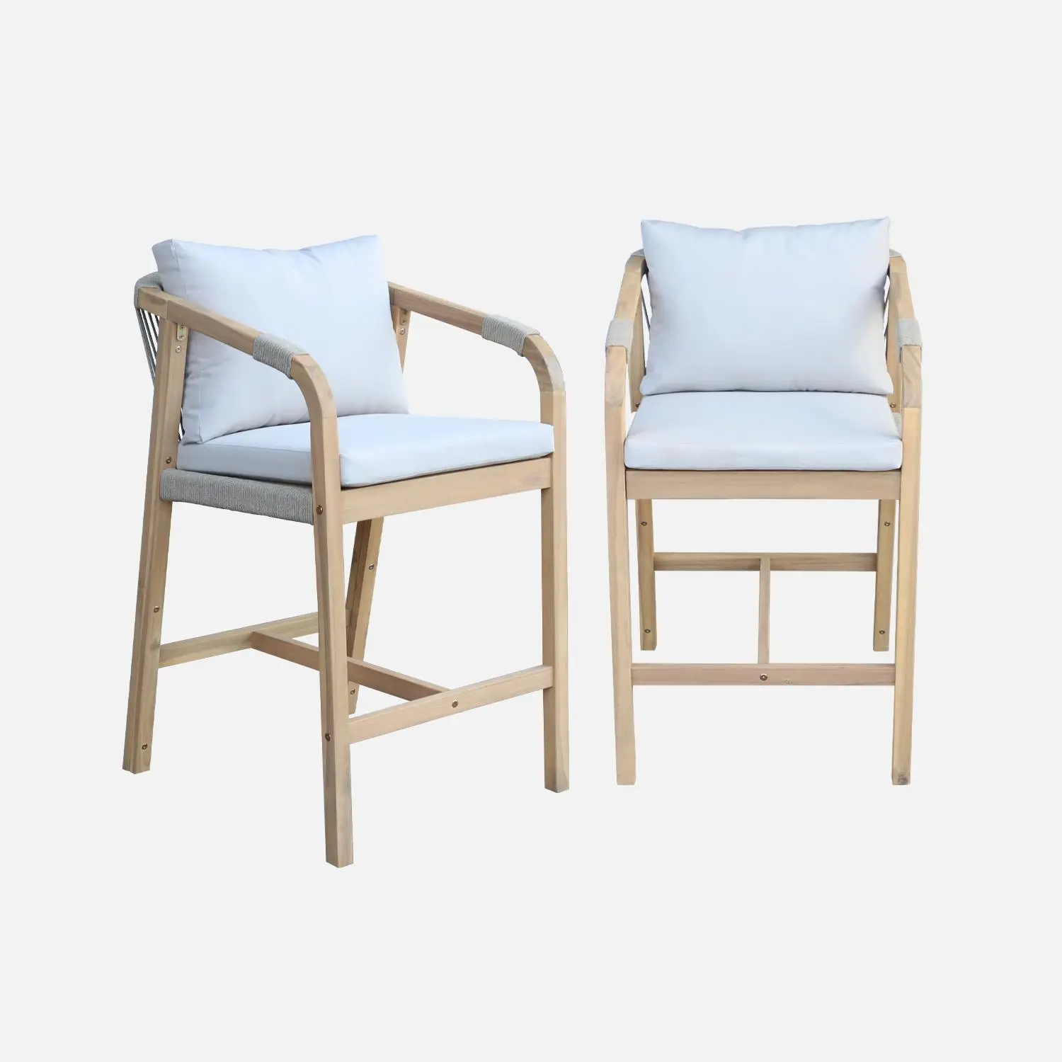 Fauteuil de jardin bois d'acacia et corde (lot de 2)