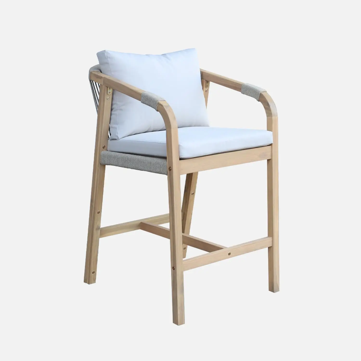 Fauteuil de jardin bois d'acacia et corde (lot de 2)