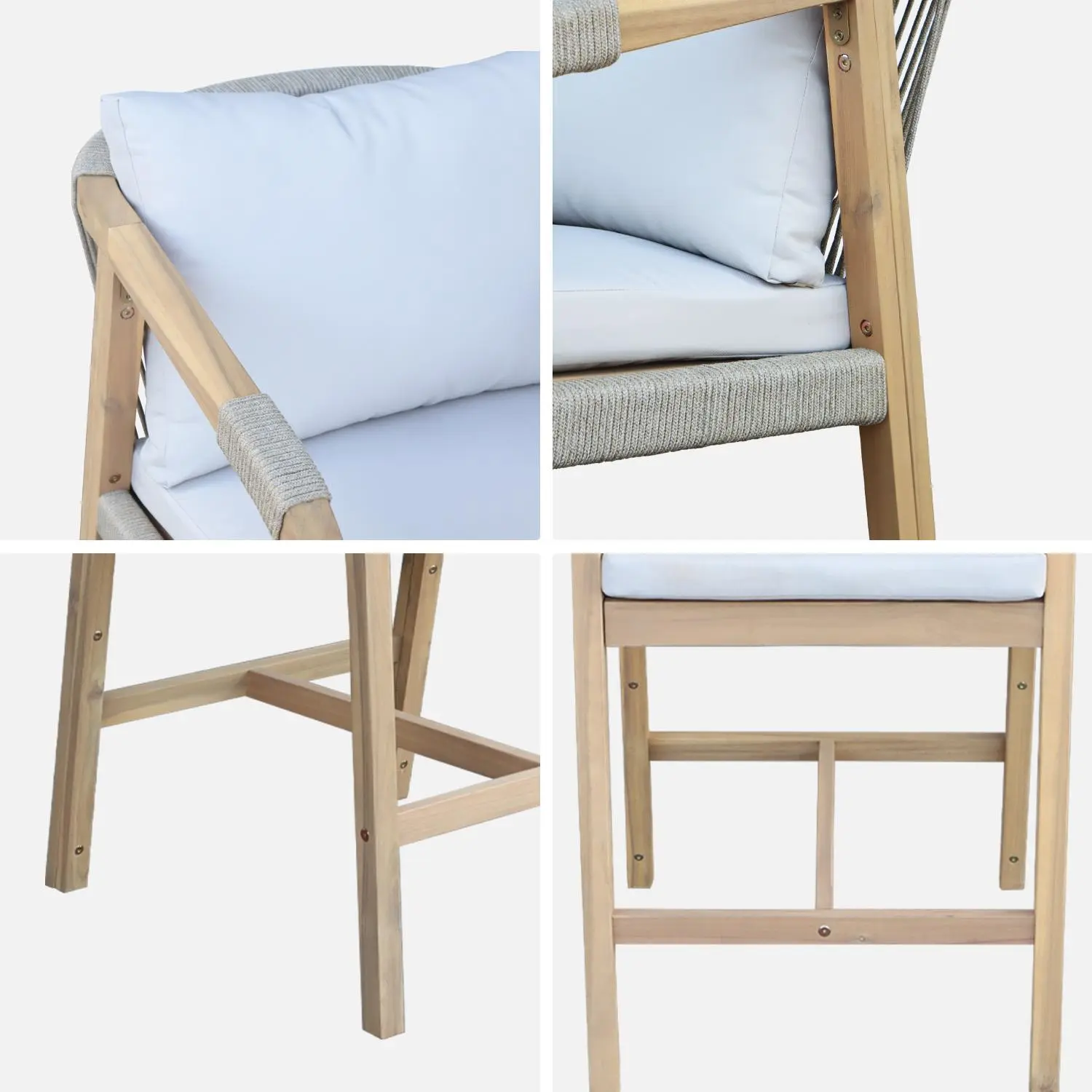Fauteuil de jardin bois d'acacia et corde (lot de 2)