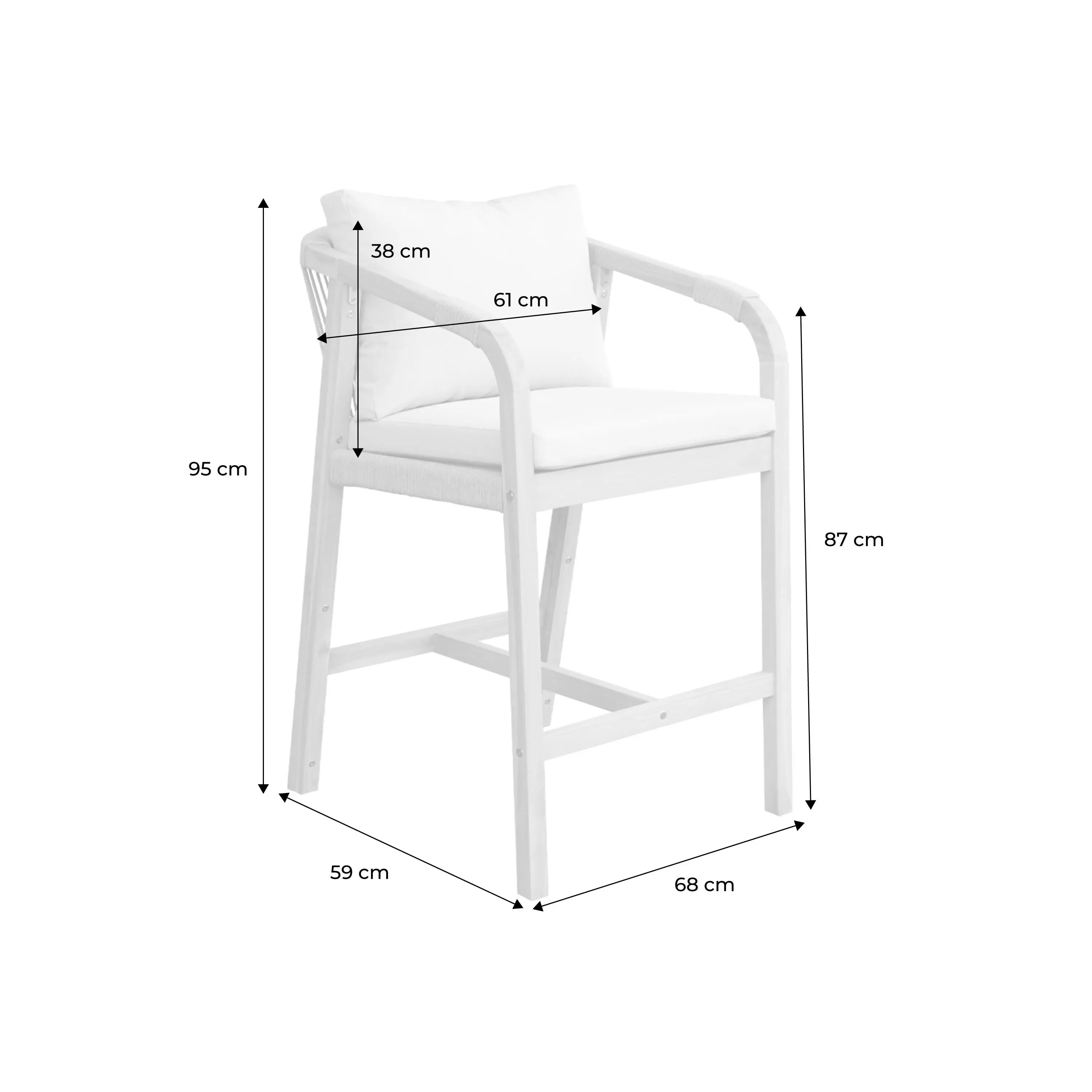 Fauteuil de jardin bois d'acacia et corde (lot de 2)