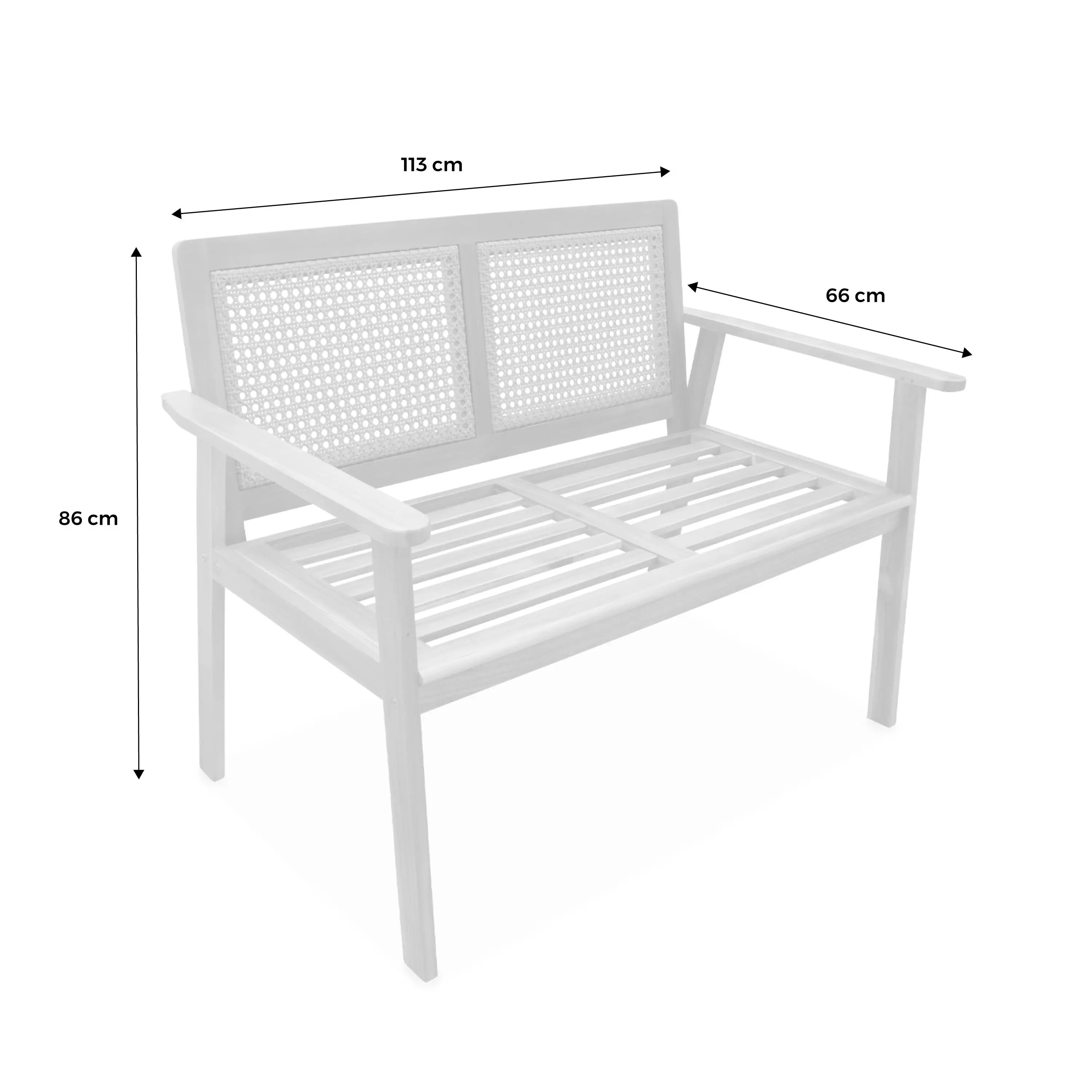 Banc d'extérieur bois d'acacia et cannage 2 places