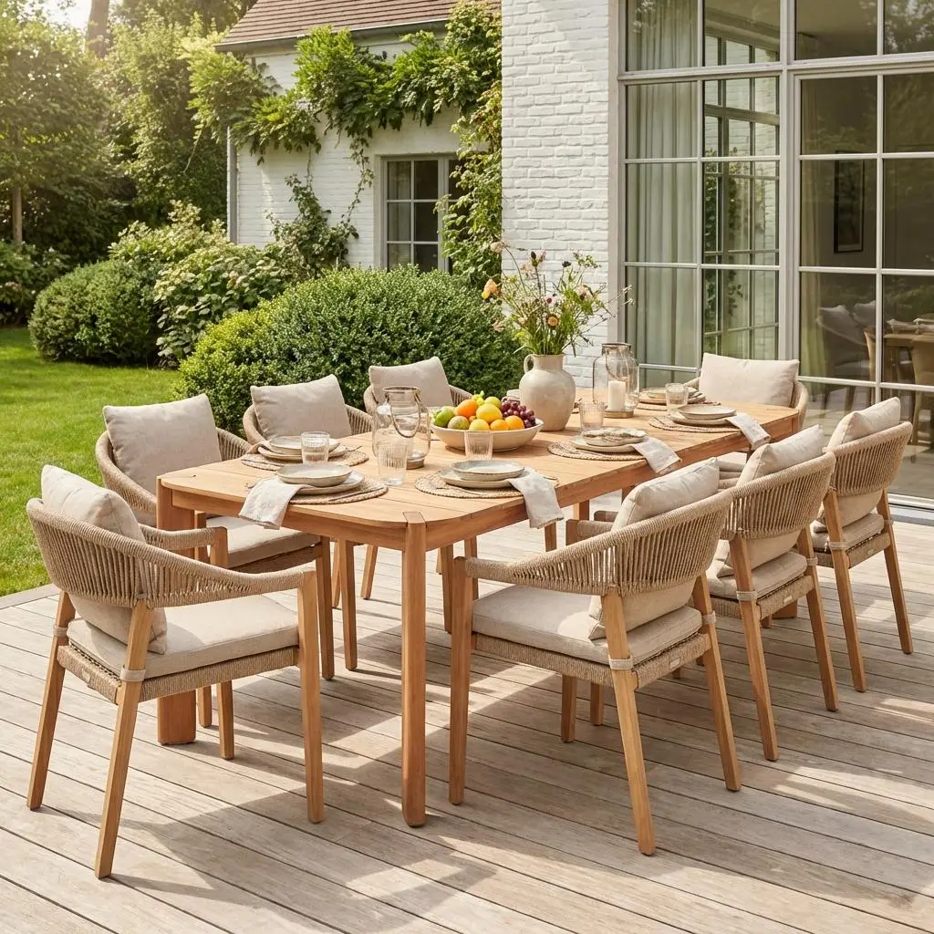 Table de jardin bois d'acacia 6 places
