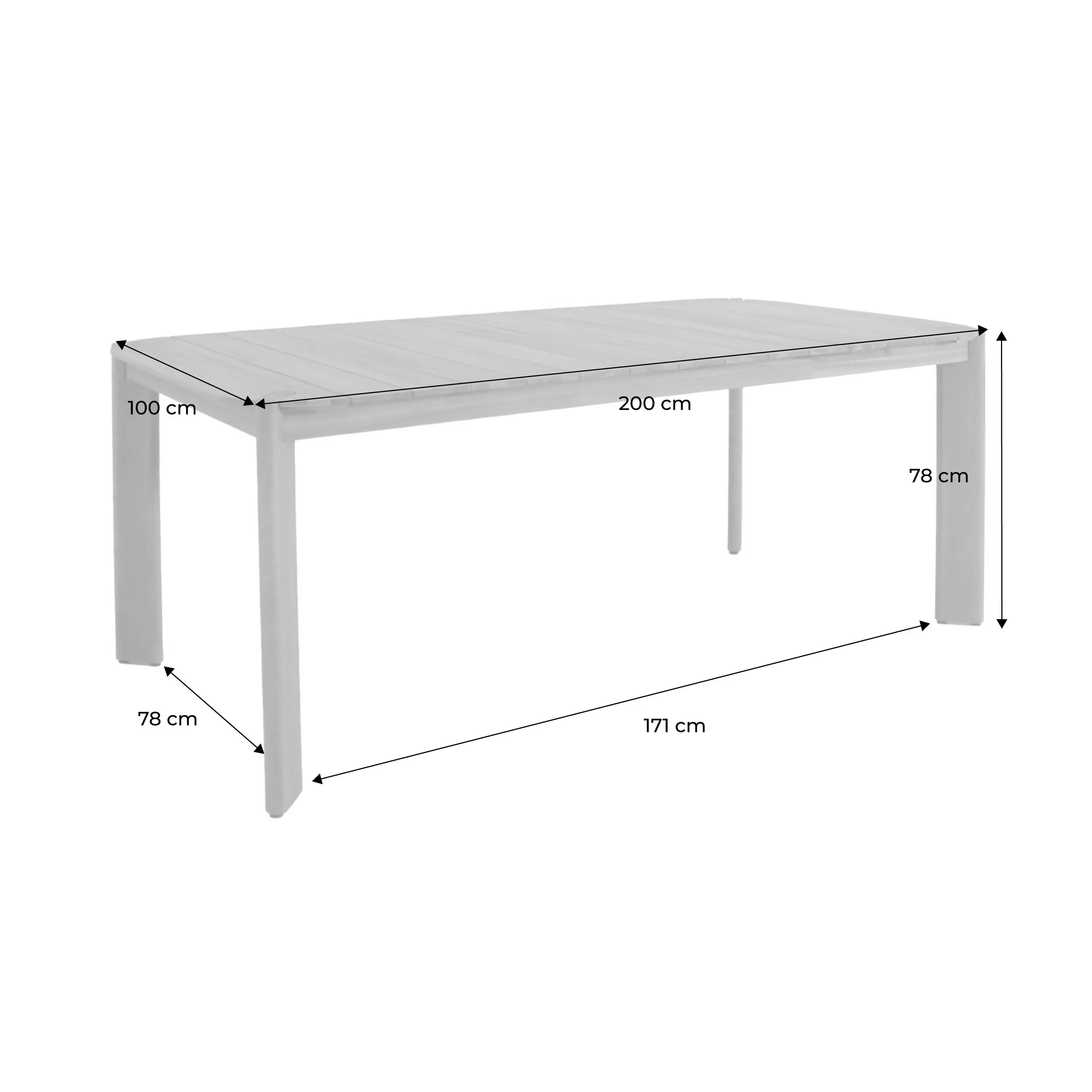 Table de jardin bois d'acacia 6 places