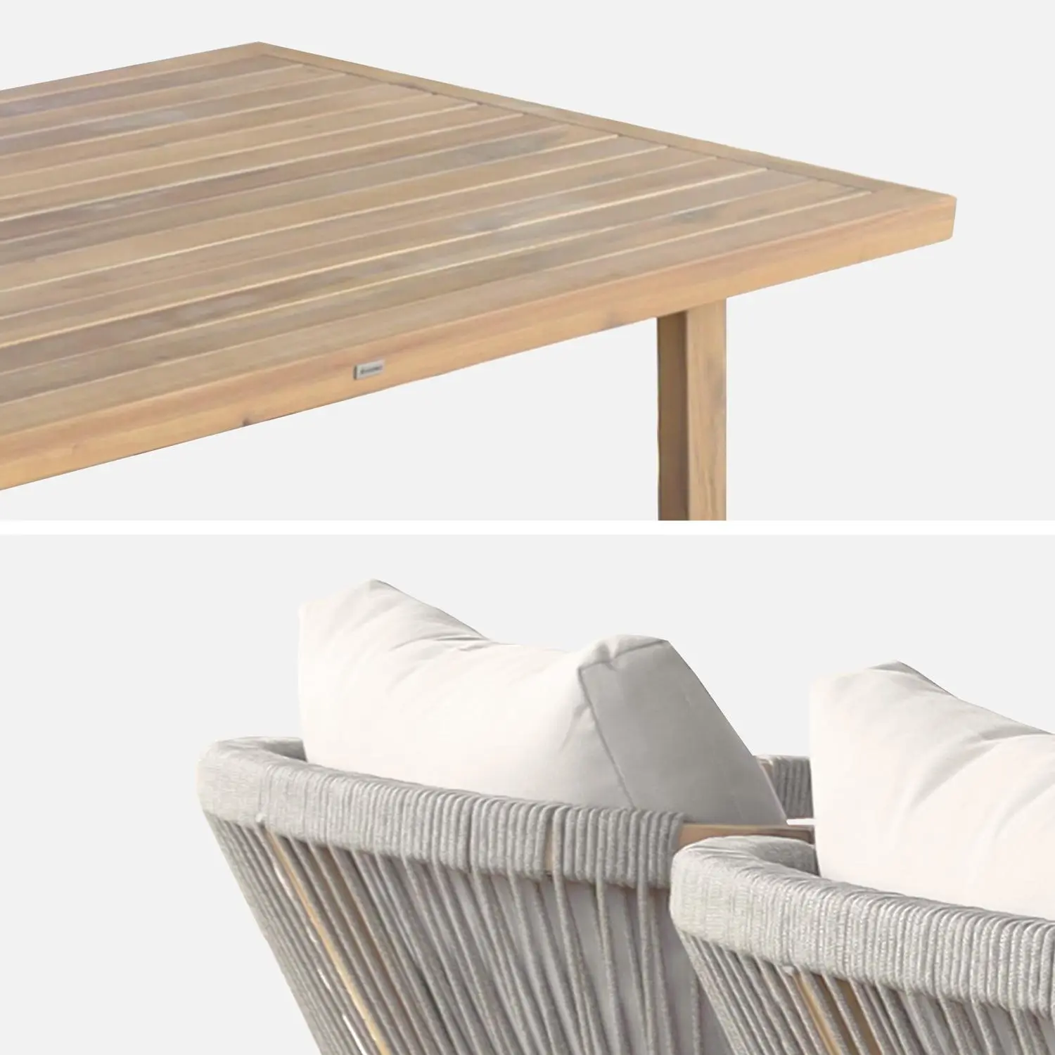 Table haute de jardin bois d'acacia + 4 assises
