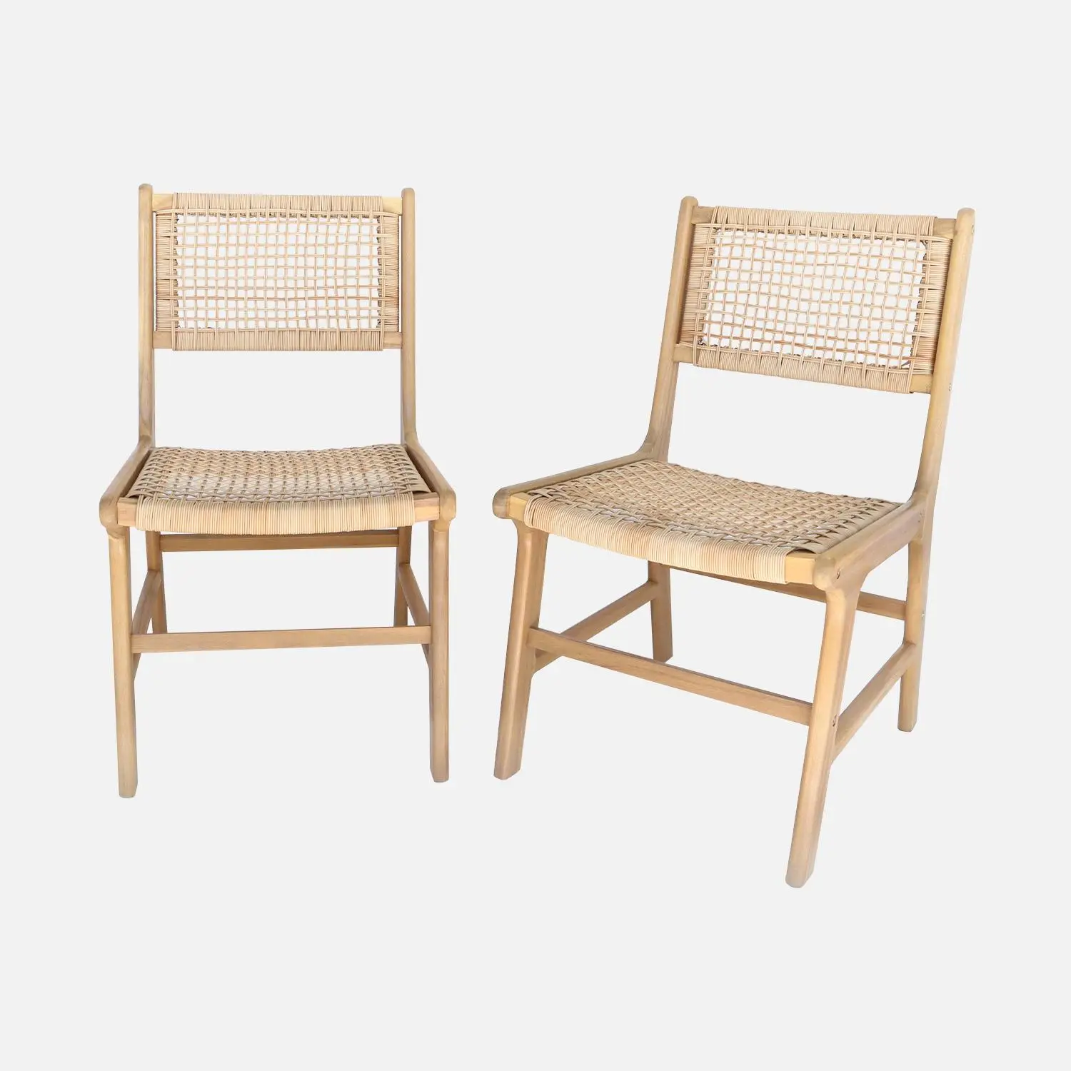 Chaise de jardin bois d'acacia et cannage (lot de 2)