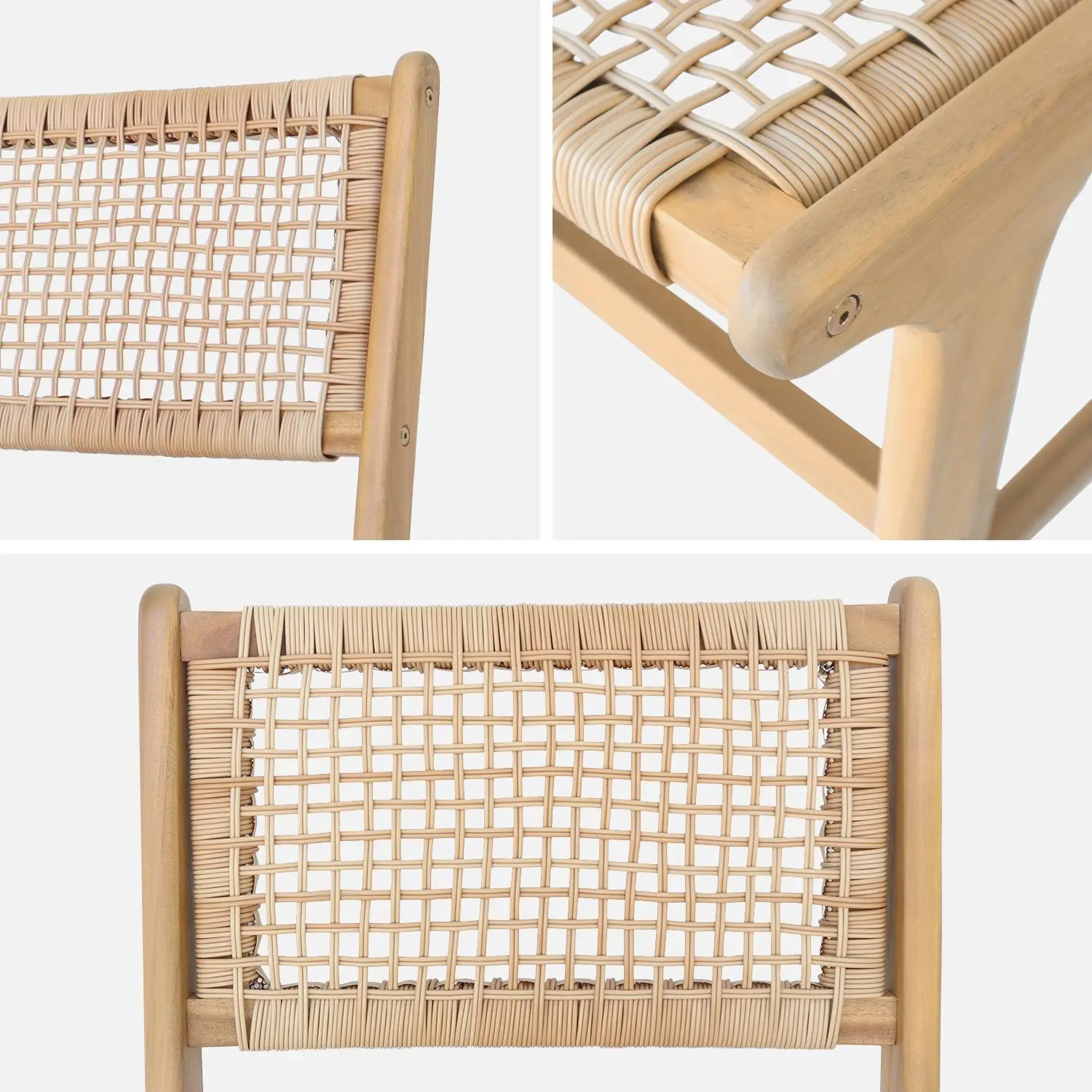 Chaise de jardin bois d'acacia et cannage (lot de 2)