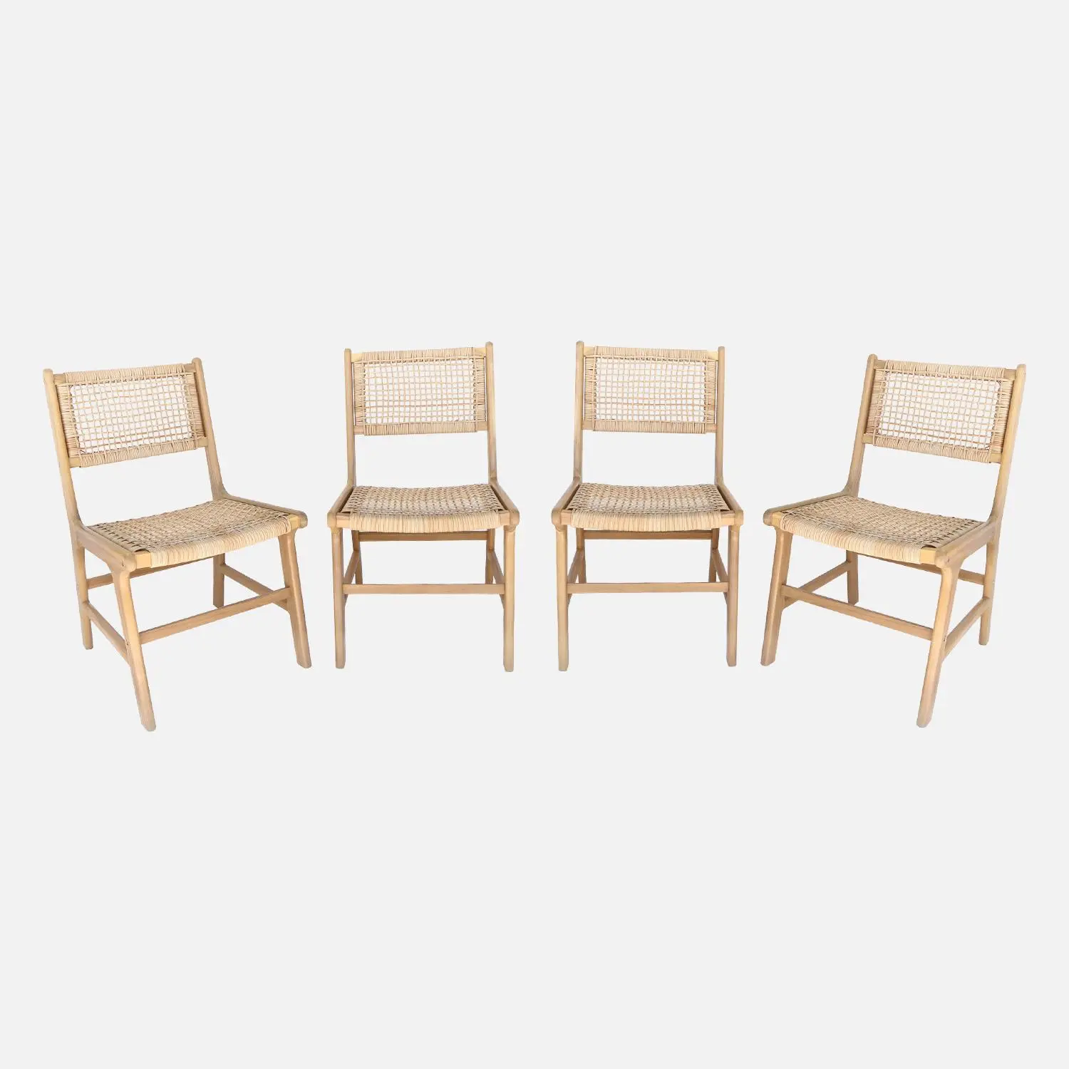 Chaise de jardin bois d'acacia et cannage (lot de 4)