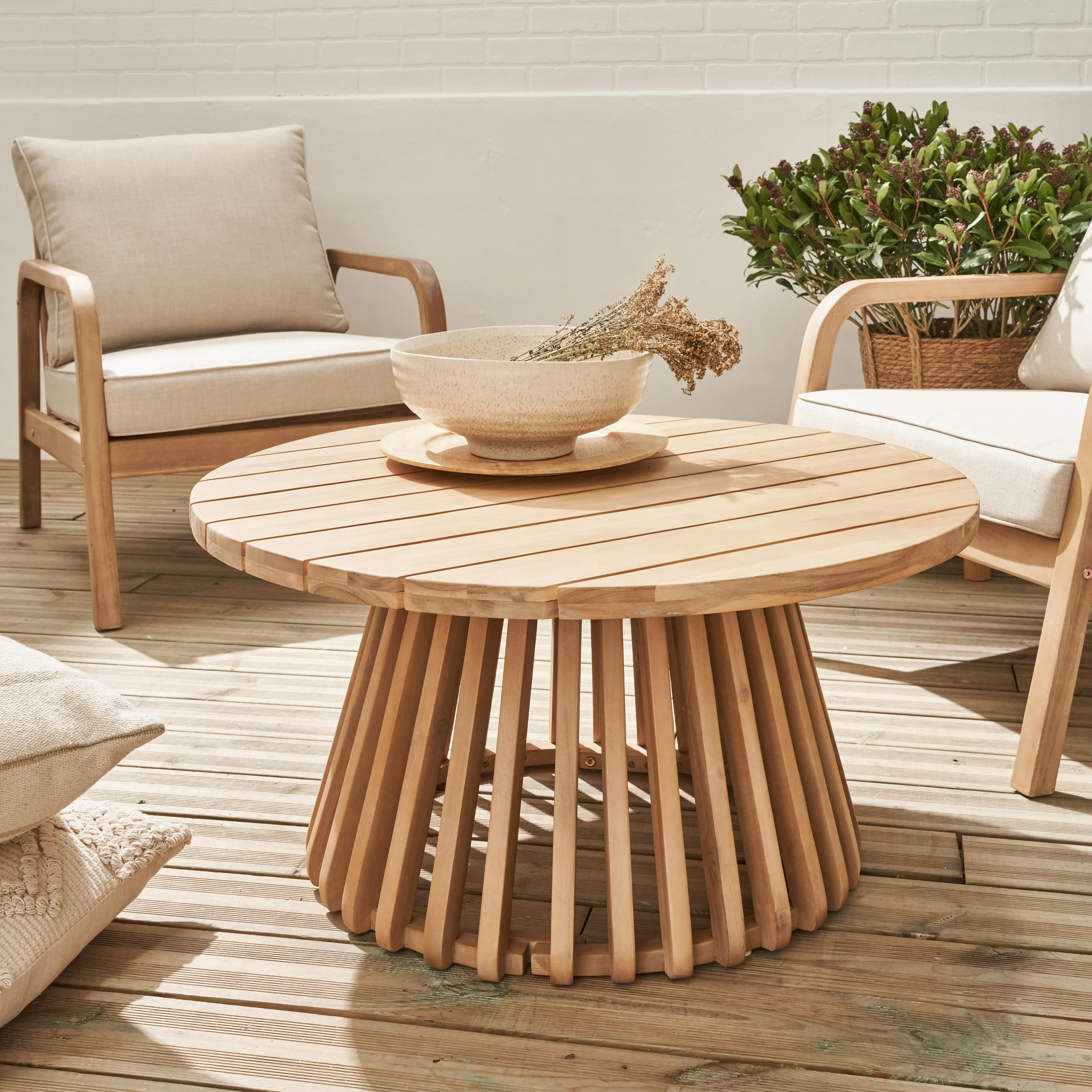 Table basse de jardin ronde bois d'acacia Ø80cm