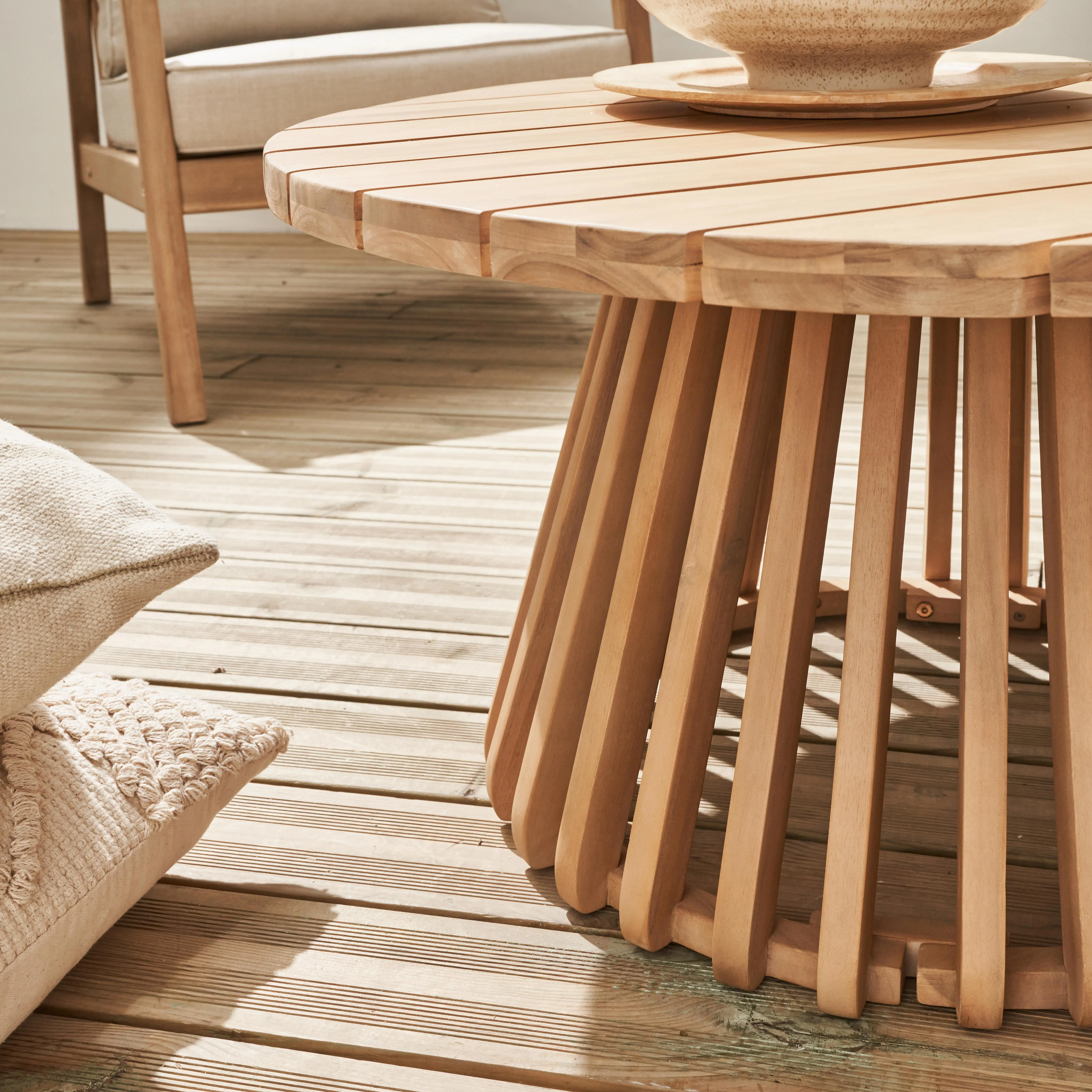 Table basse de jardin ronde bois d'acacia Ø80cm