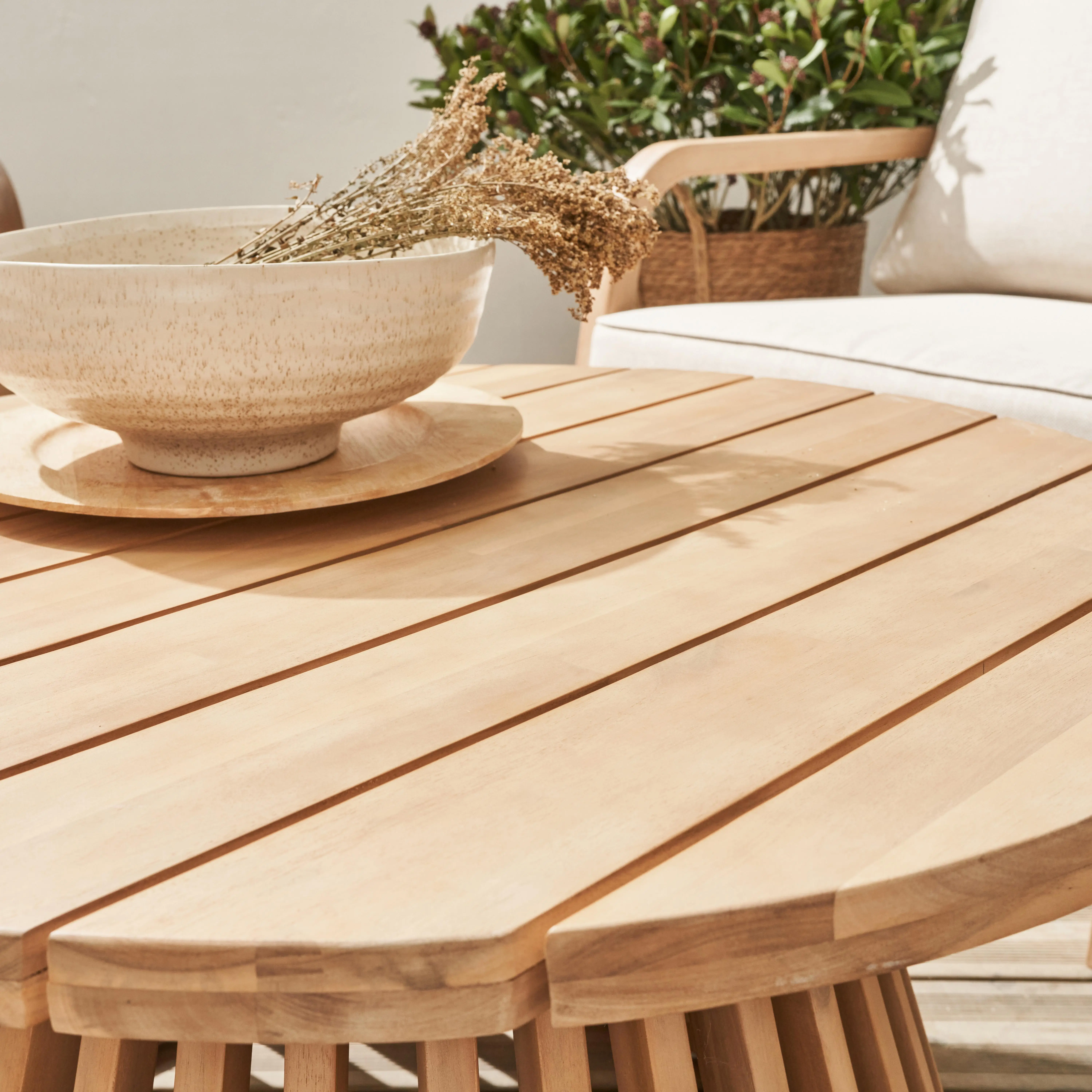 Table basse de jardin ronde bois d'acacia Ø80cm